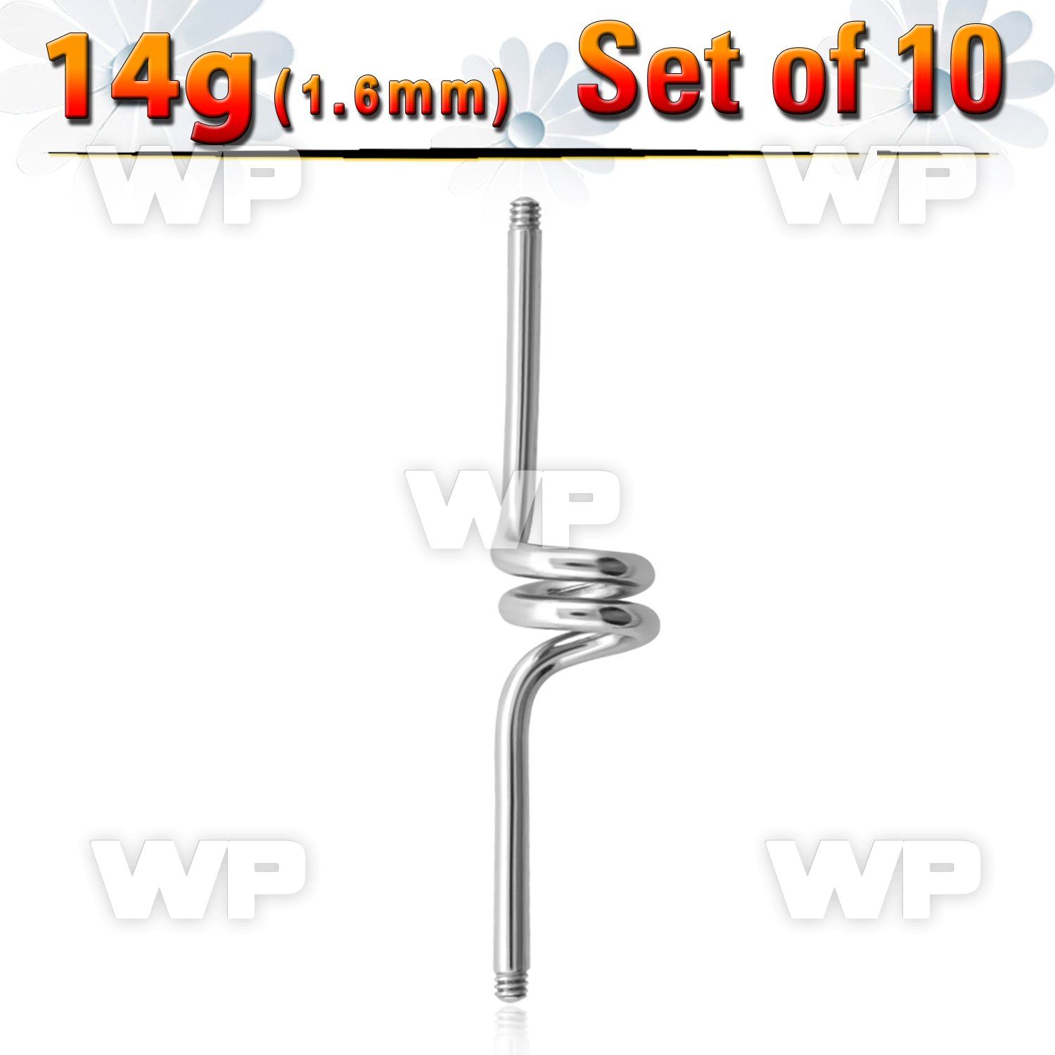 f8u6e0i pack surgical steel industrial twister barbell1 6mm threa belly piercing