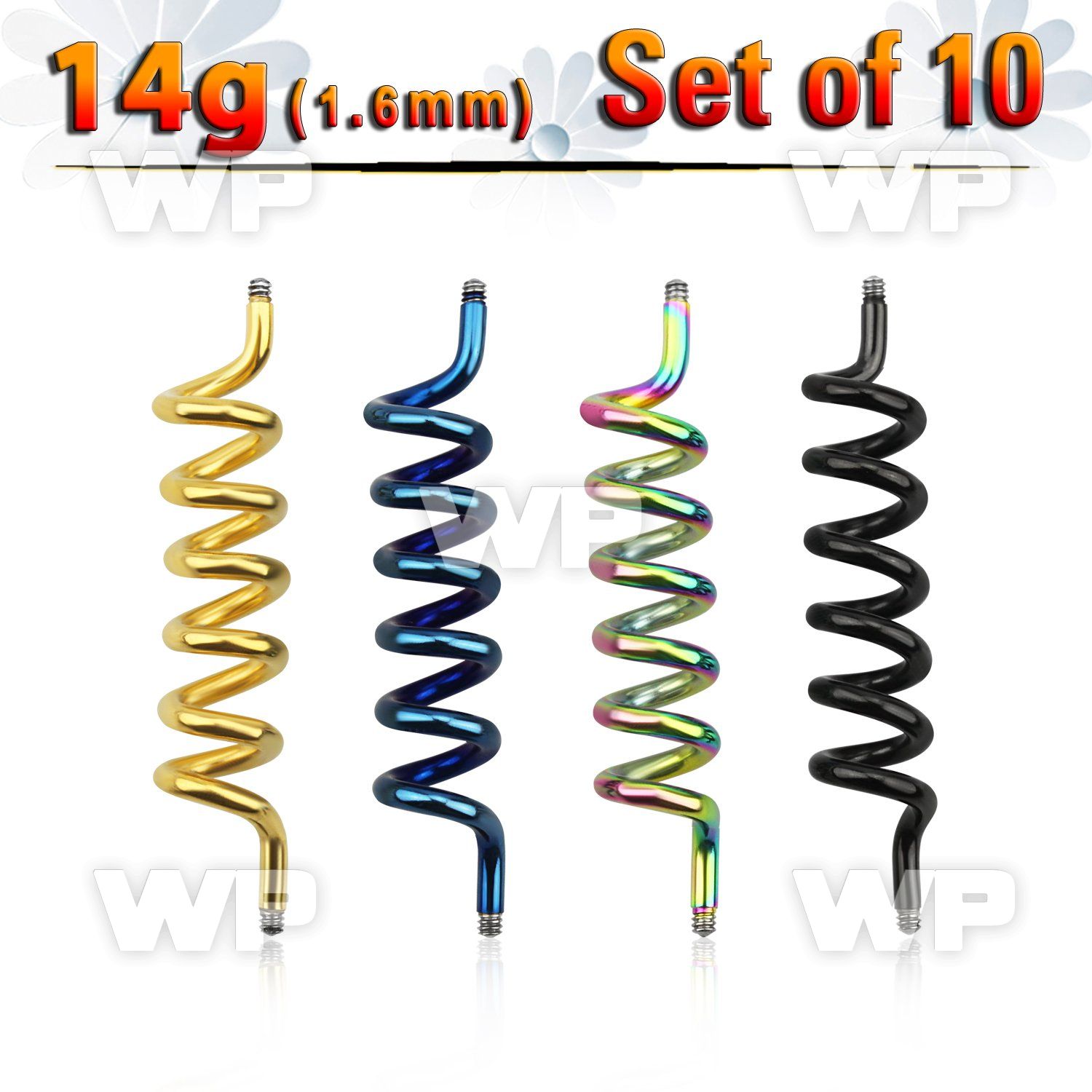 f8ur1e0i pack ion plated 316l steel industrial coil barbell post1 belly piercing