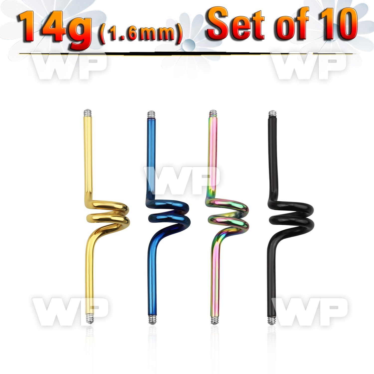 f8ur6e0i pack ion plated 316l steel industrial twister barbell pos belly piercing