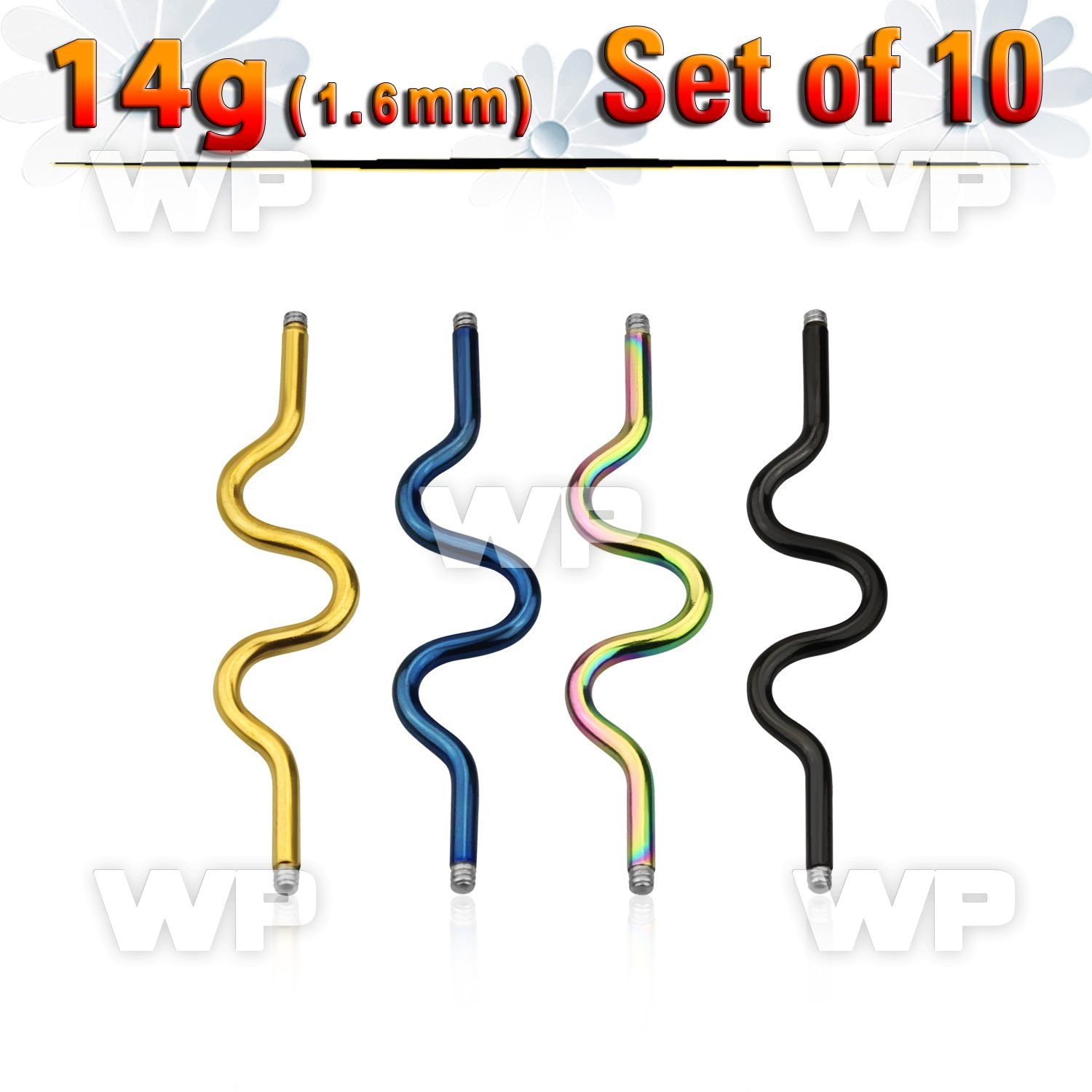 f8ur7e0i pack ion plated 316l steel industrial zig zag barbell pos belly piercing