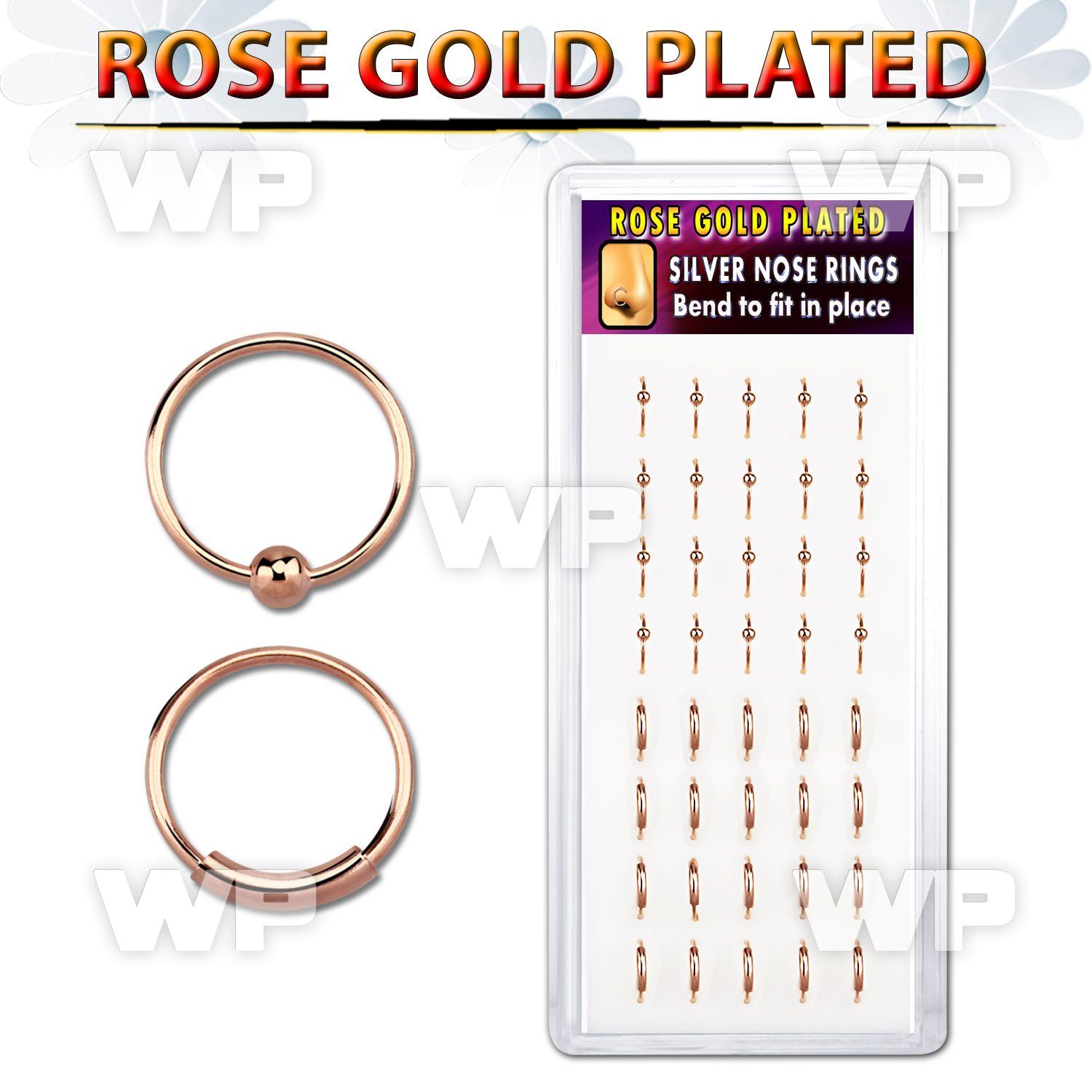 fa3iux display silver nose rings 15 pcs ball 10 pcs of endle nose piercing