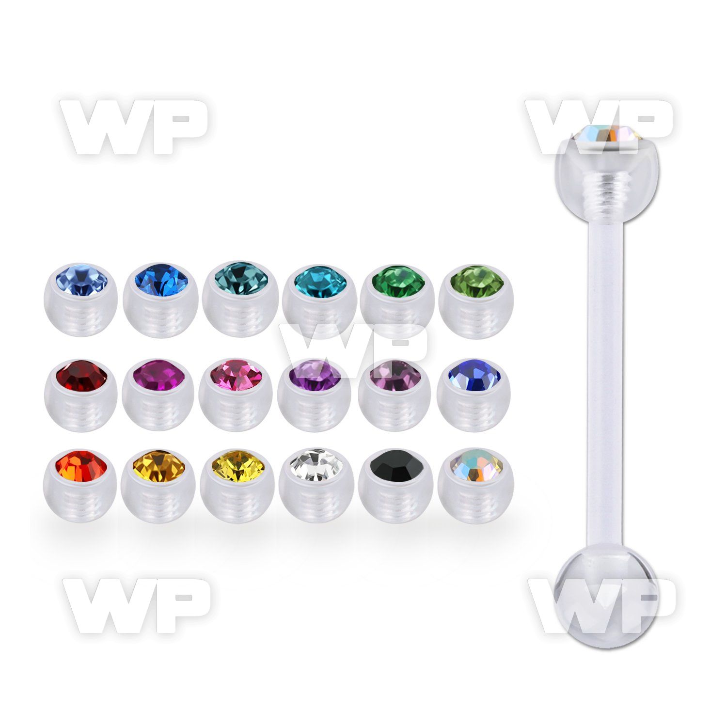 fbbajb5 bioflex tongue barbell w 5mm top jewel ball