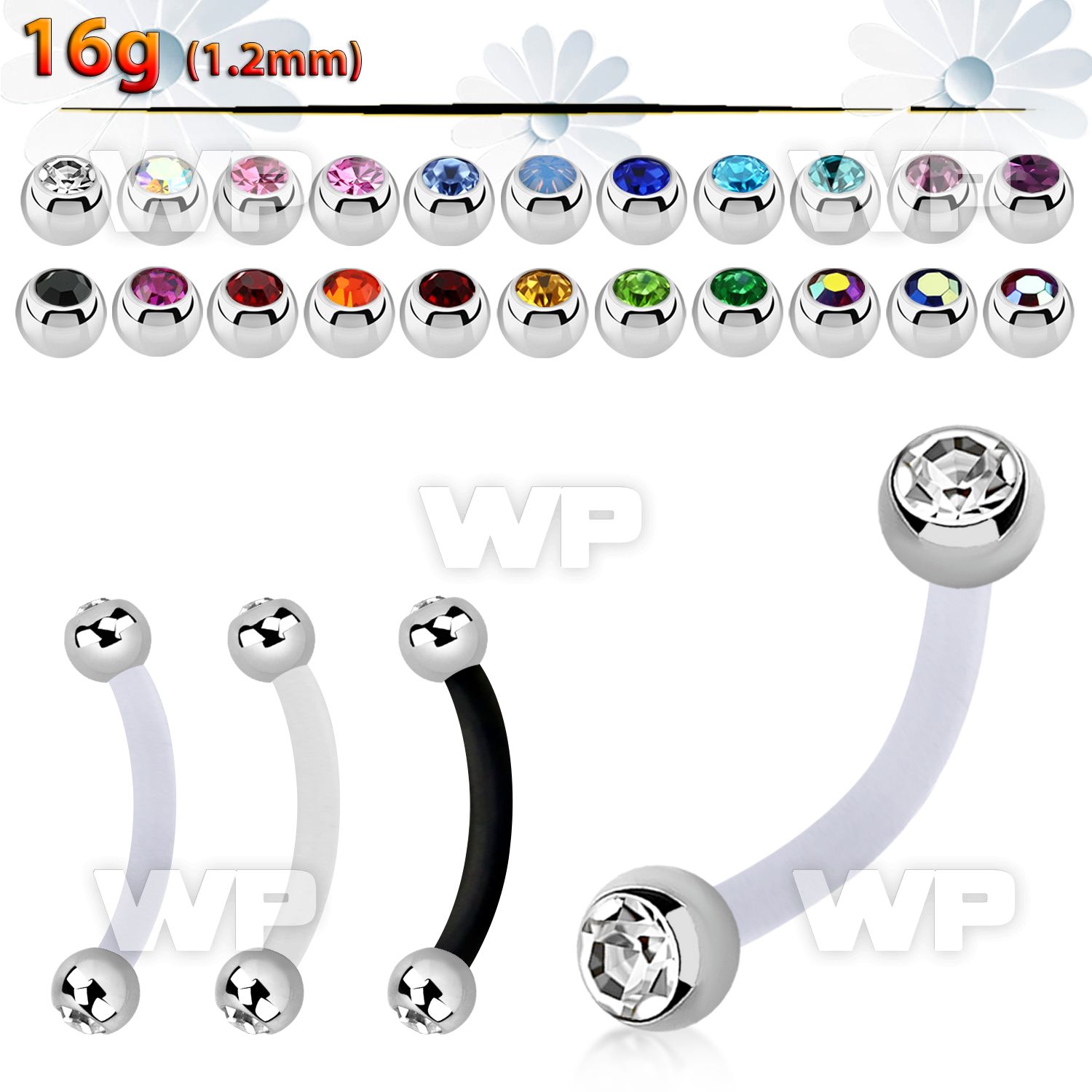 fbnejb3 bioflex eyebrow banana w 3mm bezel set jewel steel balls