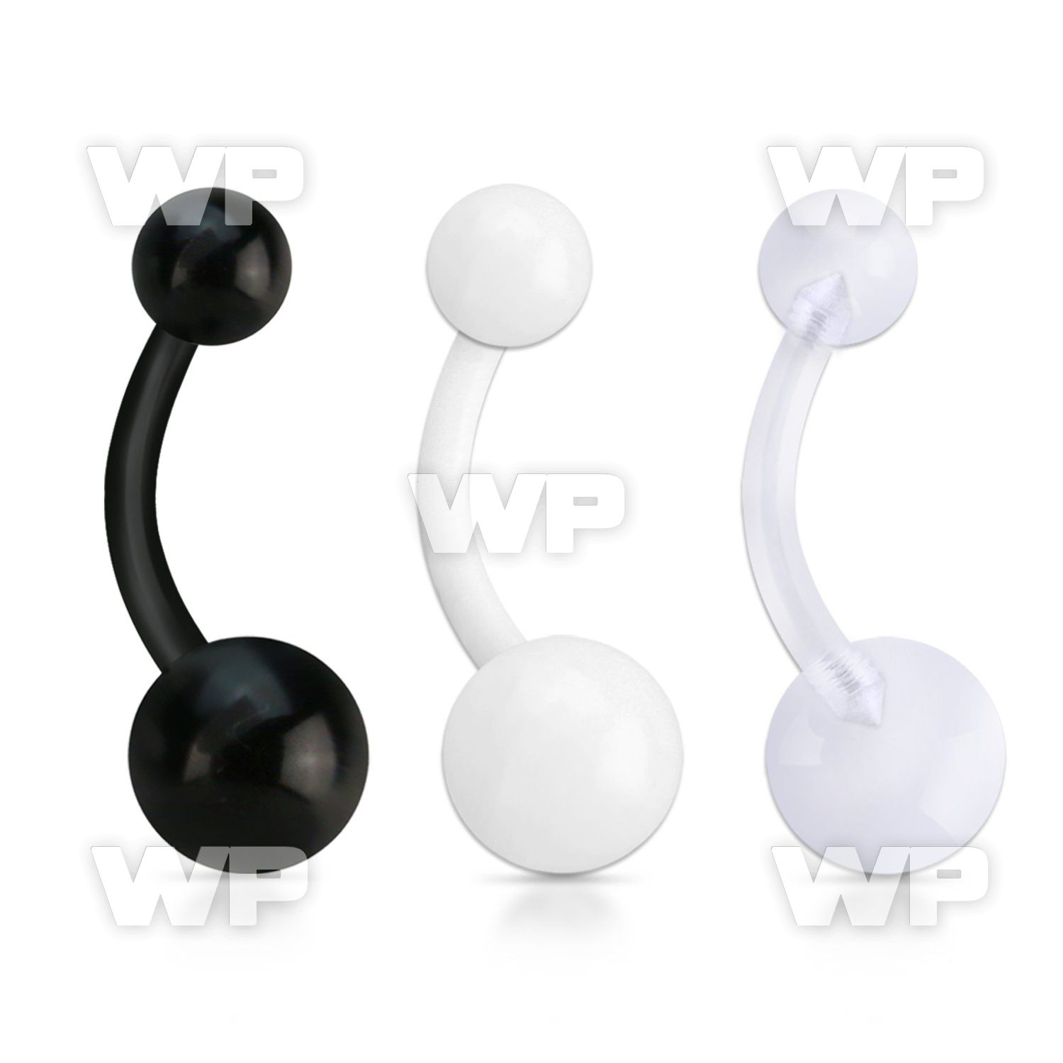 fbnuv bioflex belly banana, 14g (1.6mm) with 5 8mm ball