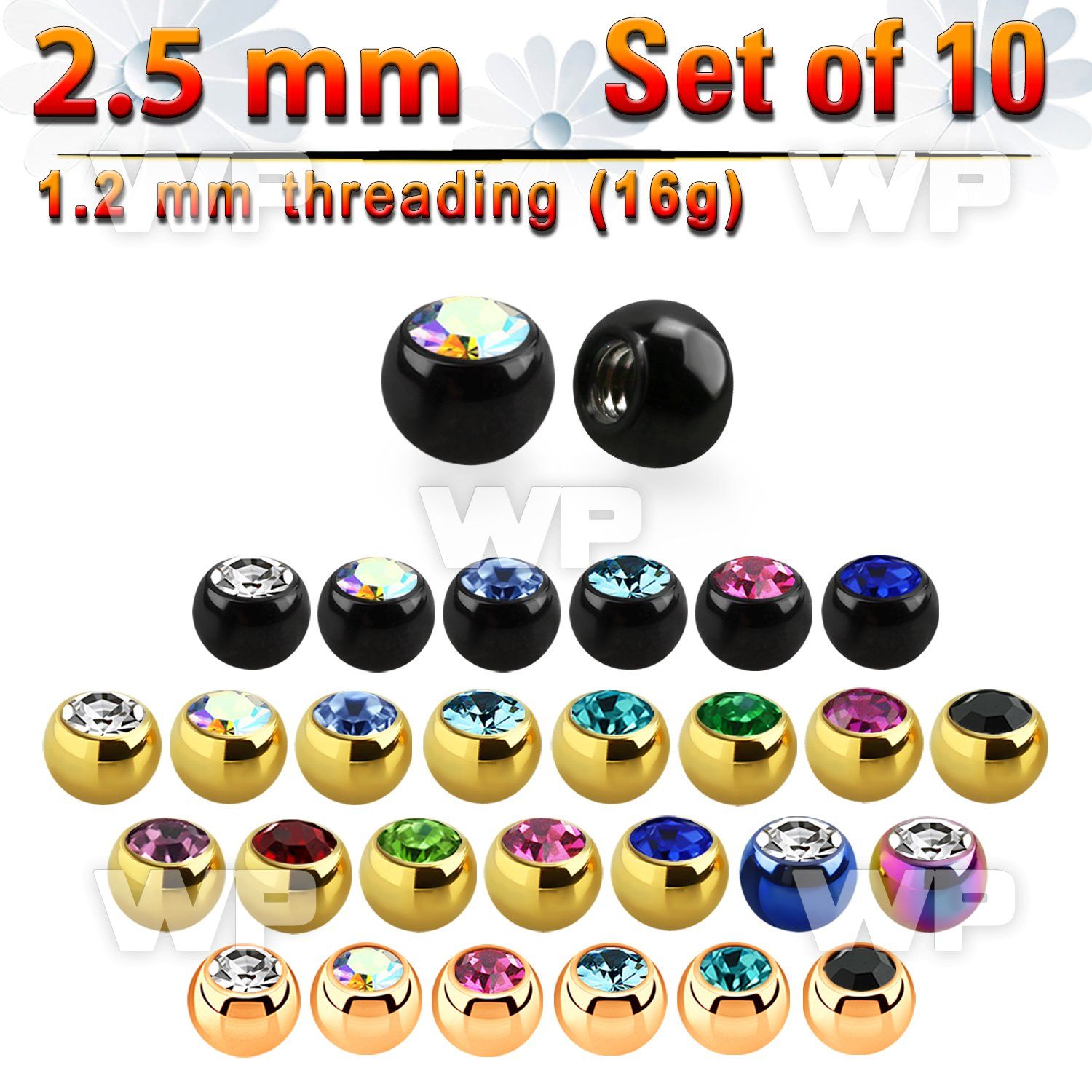 fc4rks3 pack 2 5 mm tiny ion plated surgical steel ballspress fit 