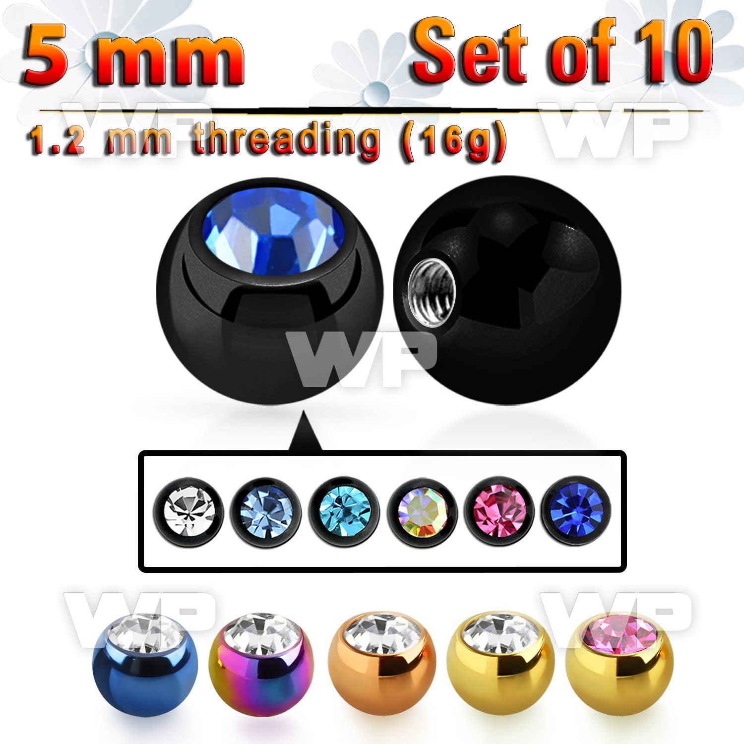 fc4rs3 pack 5mm ion plated surgical steel ballspress fit crystal 