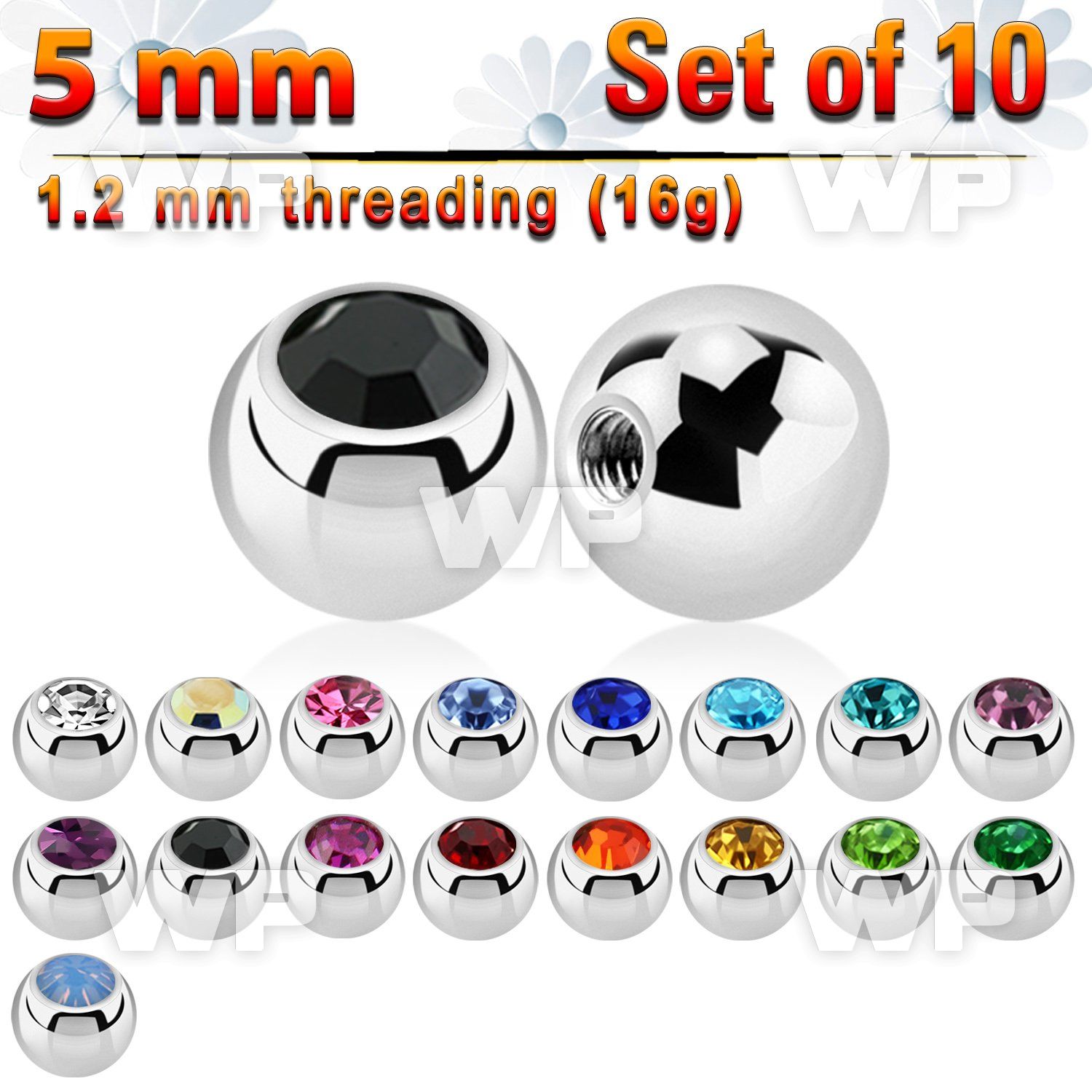 fc4s3 pack 5mm surgical steel ballspress fit crystal 1 2mm 