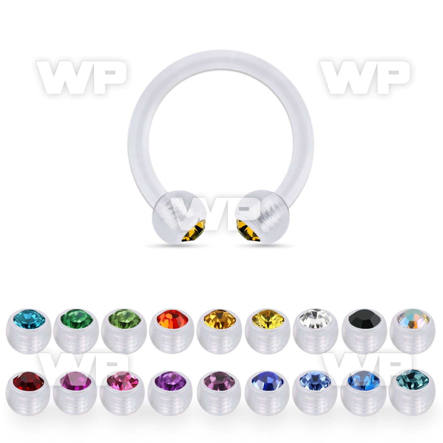 fcbeajb3 bioflex circular barbell w 3mm bezel set jewel balls