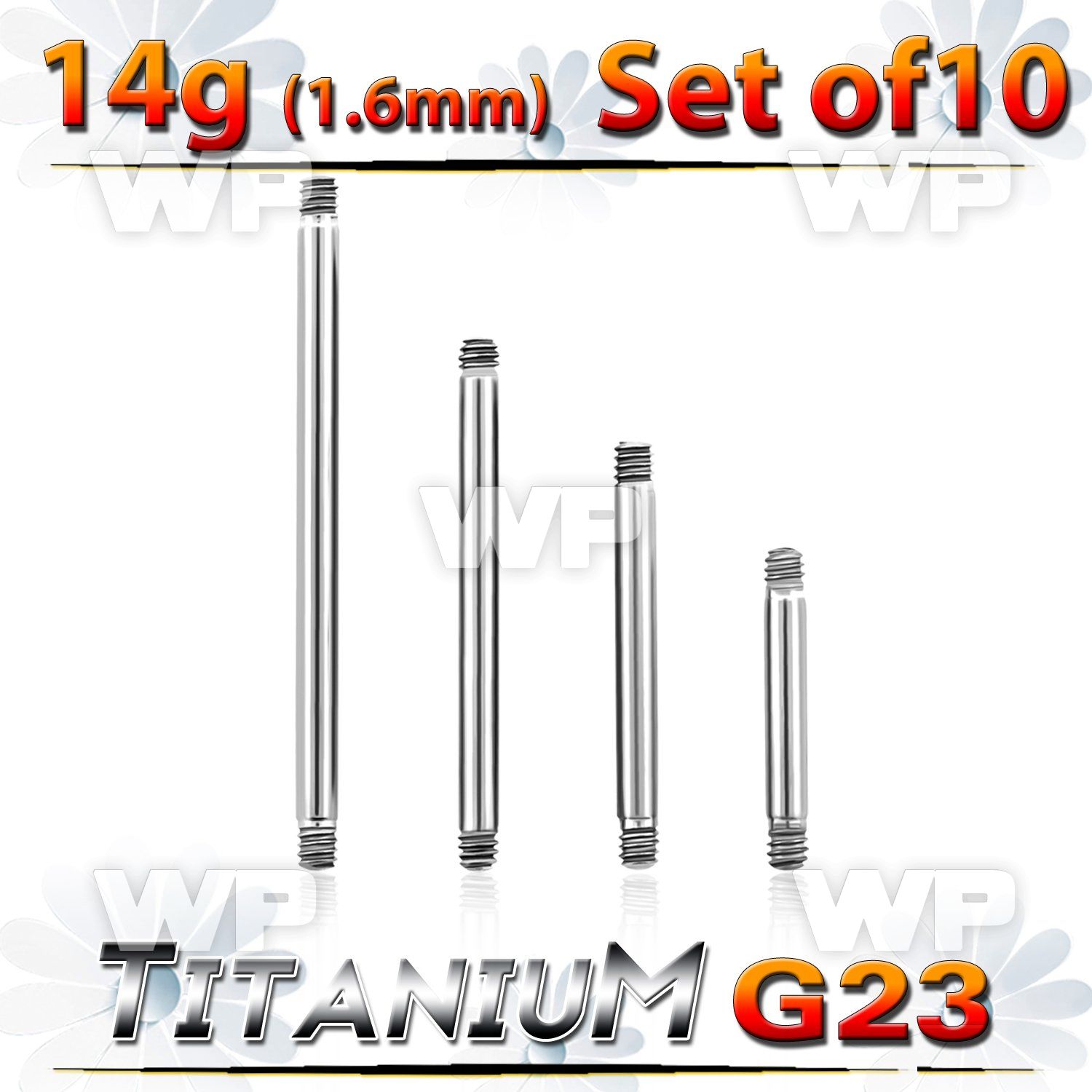 fh44e0i pack g23 titanium barbell bars 1 6mm belly piercing