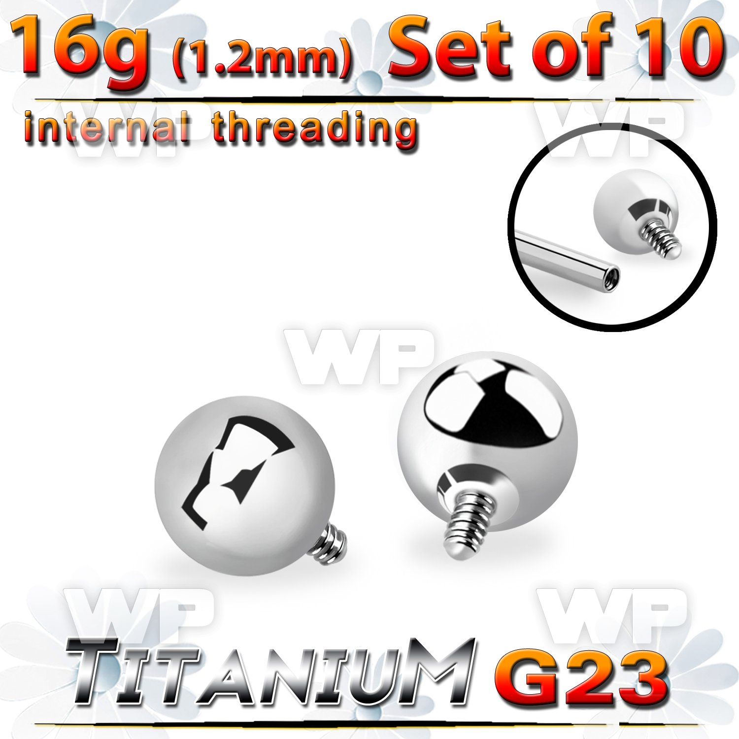 fh47b038 titanium 4mm balls internal threaded bar posts