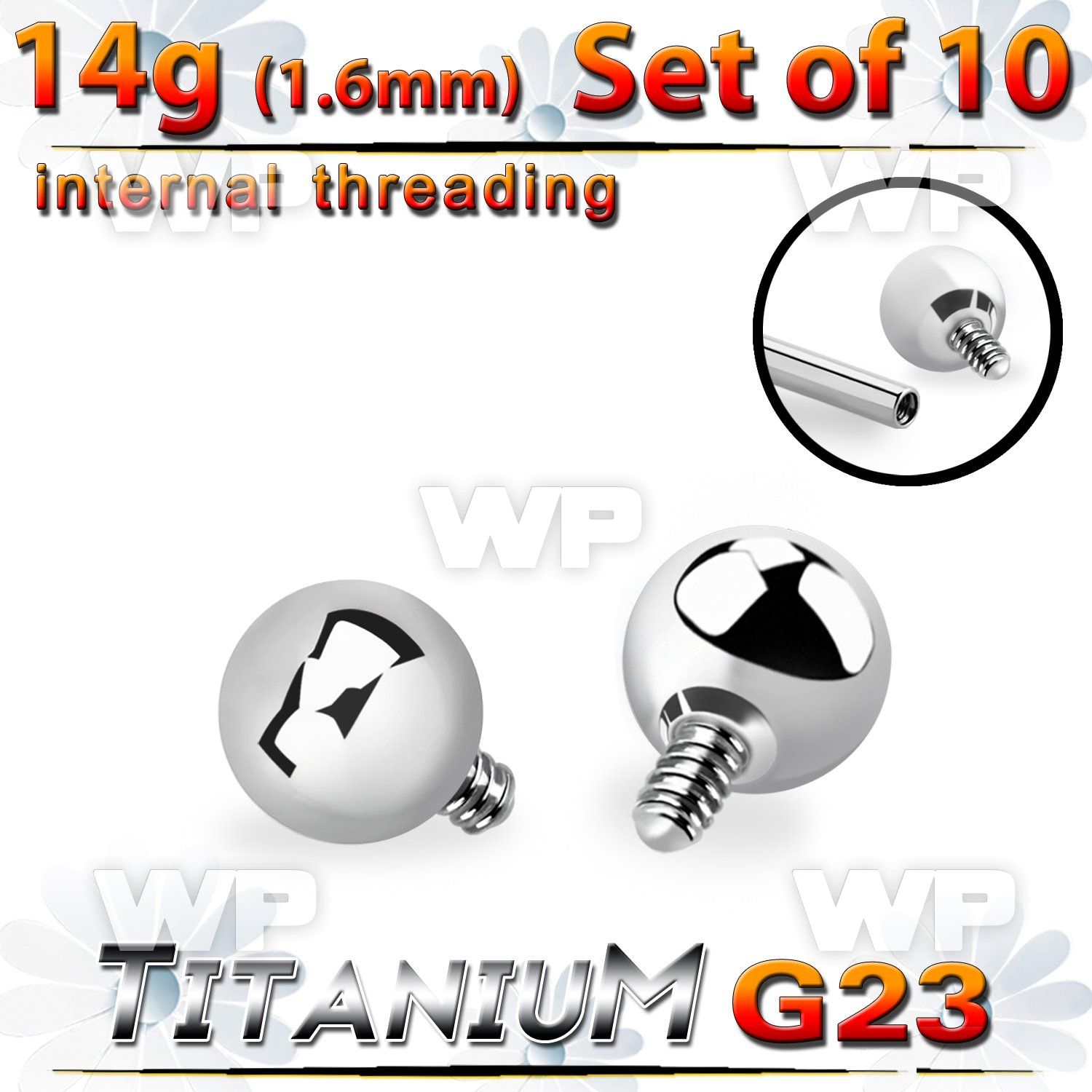 fh47b08 titanium 4mm balls internal threaded bar posts
