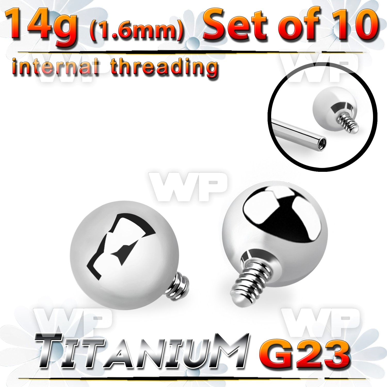 fh47bs8 titanium 5mm balls internal threaded bar posts