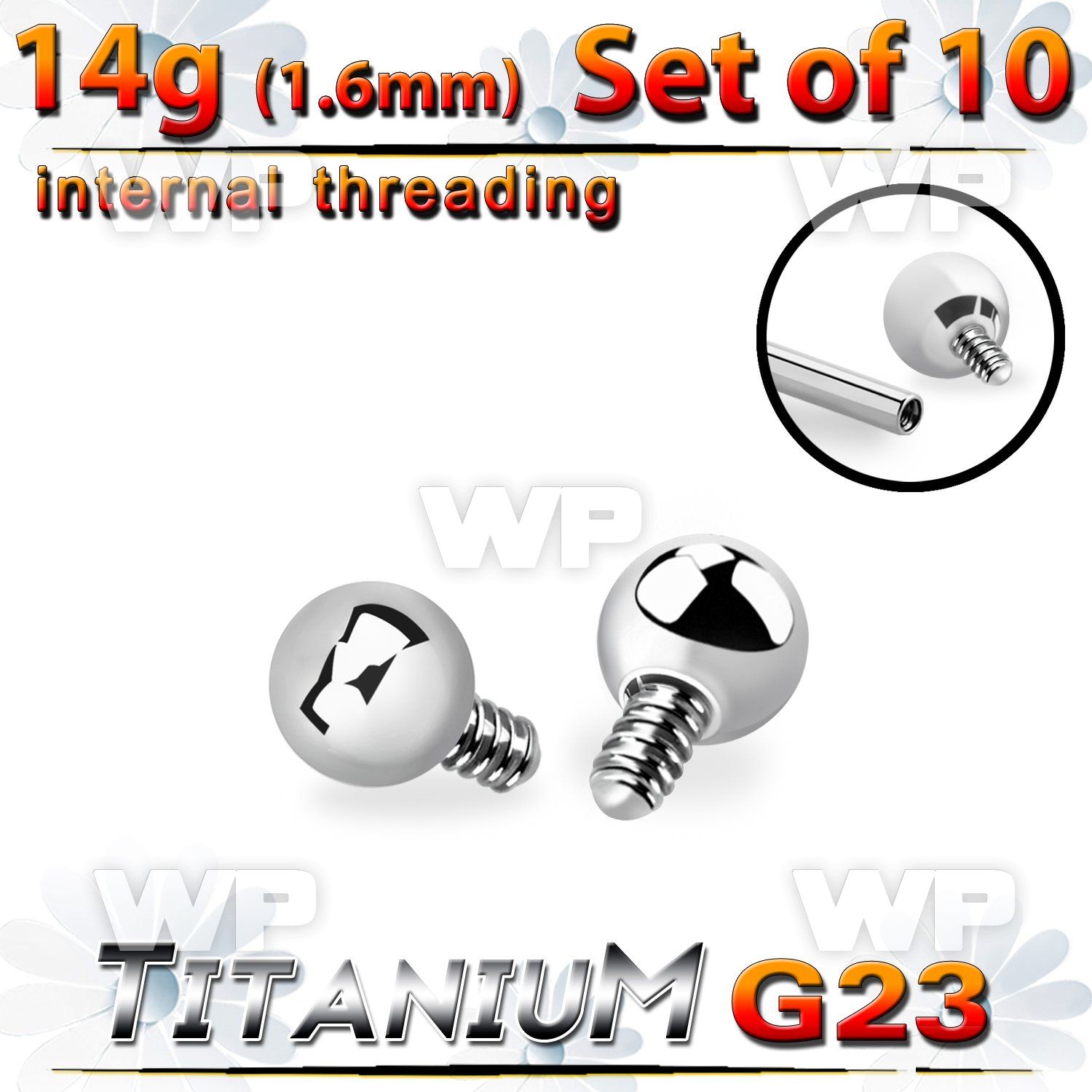 fh47bzi8 titanium 3mm balls internal threaded bar posts