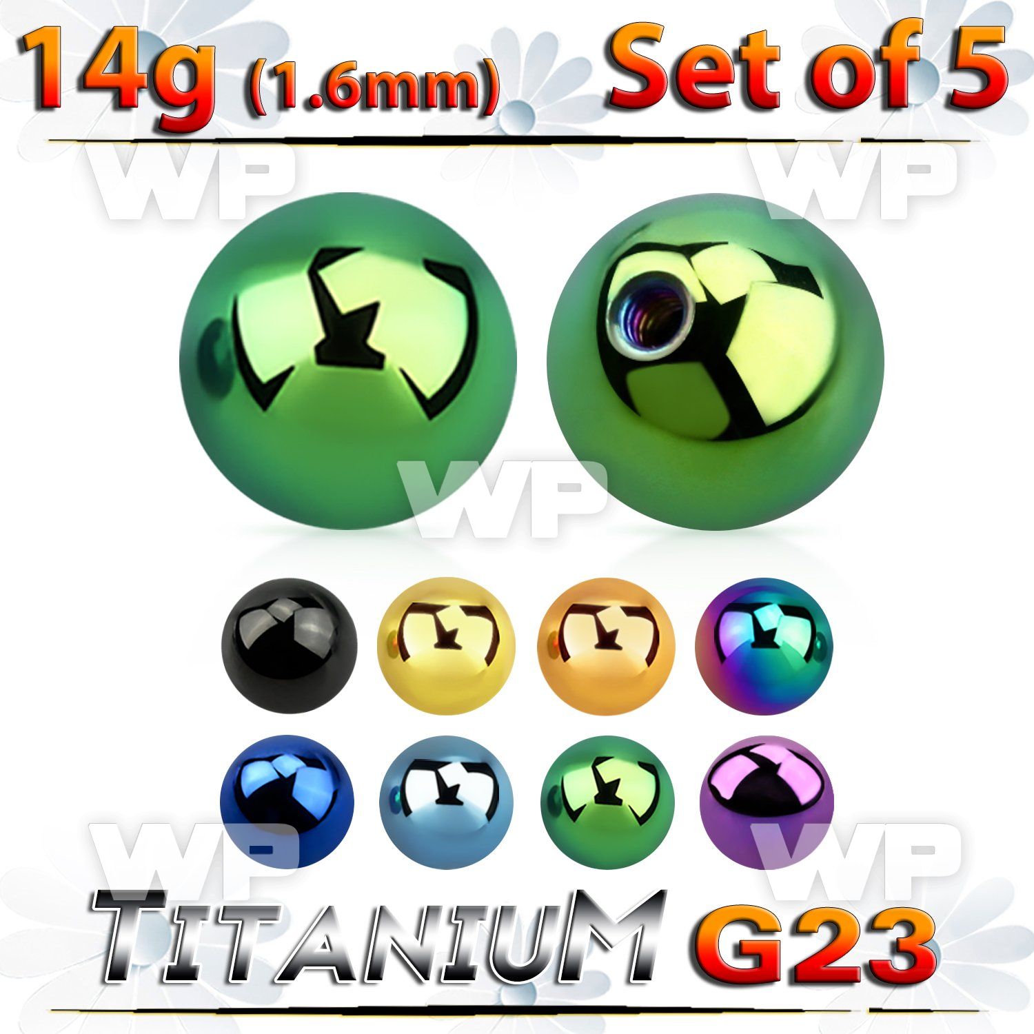 fh4rti pack 8mm ion plated g23 titanium ball s1 6mm threading belly piercing