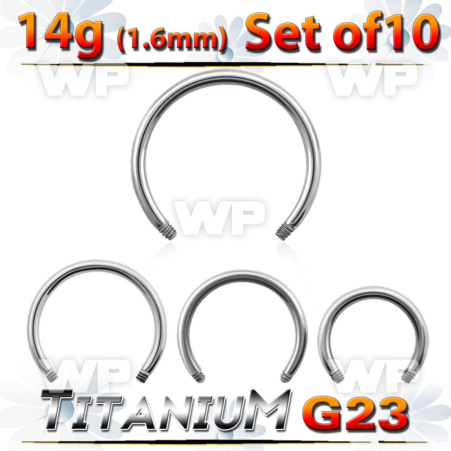 fh64e0i pack g23 titanium cbr horseshoe posts 14g 1 6mm belly piercing