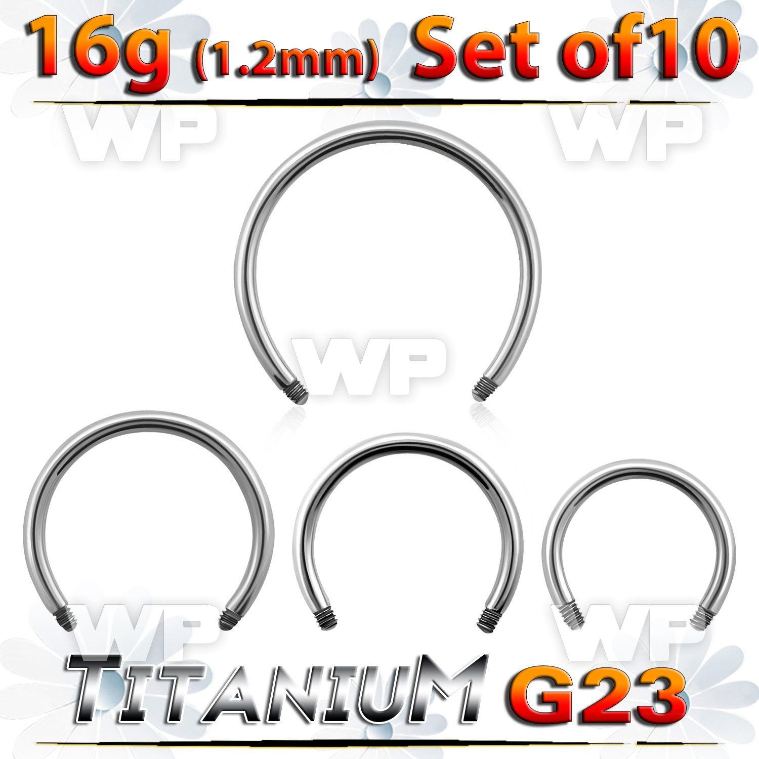 fh64eyi pack g23 titanium cbr horseshoe posts threading 1 2mm belly piercing