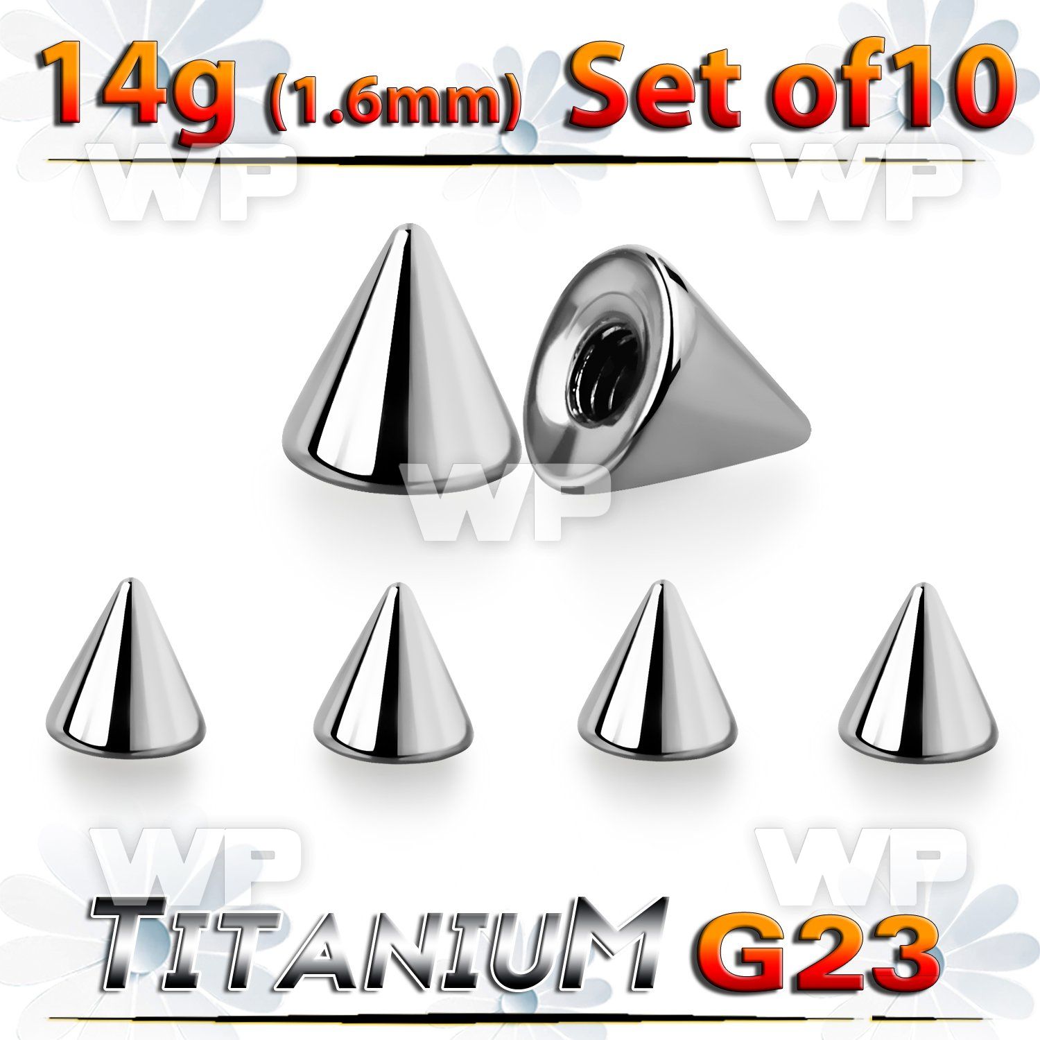 fh65u0 pack 4mm g23 titanium cones threading 1 6mm belly piercing