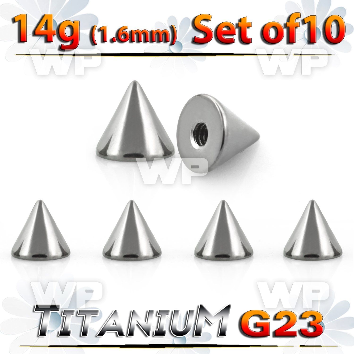 fh65us pack 5mm g23 titanium cones threading 1 6mm belly piercing