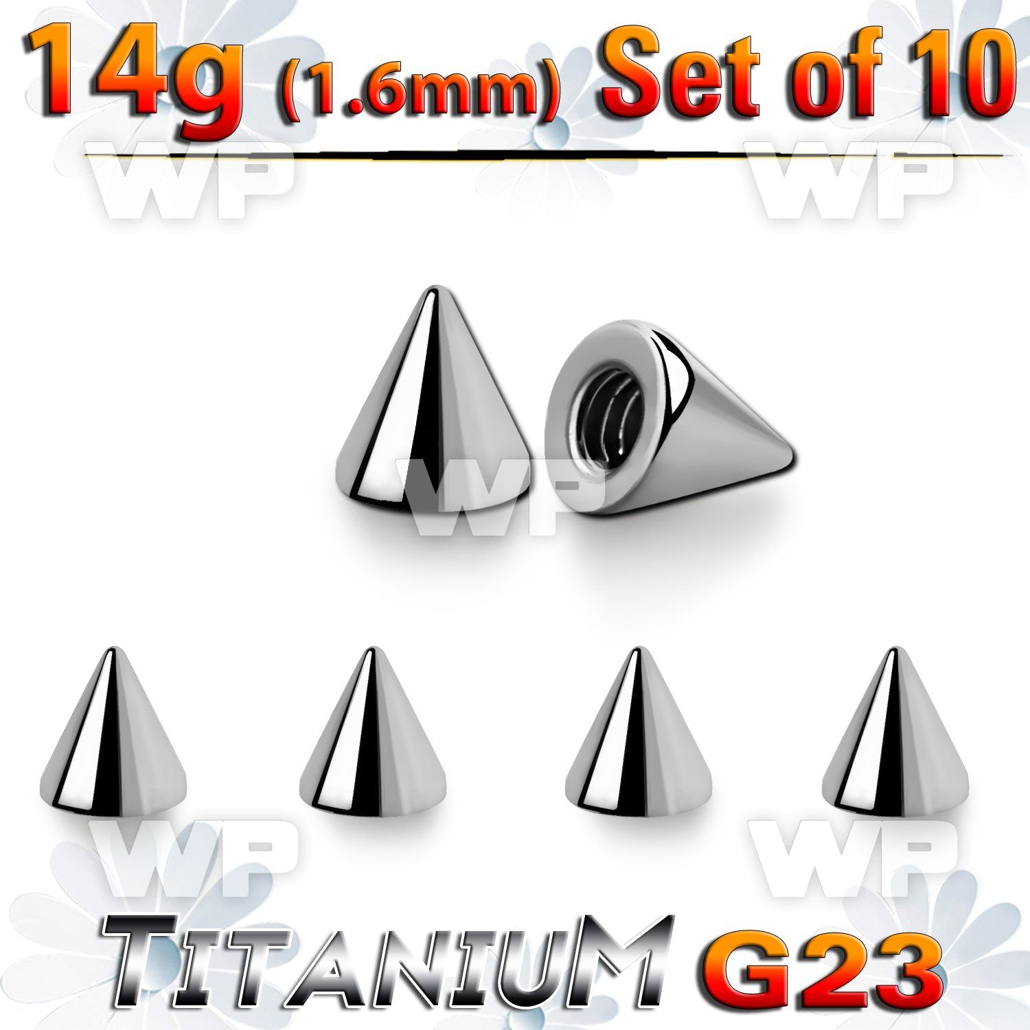 fh65uzi pack 3mm g23 titanium cones threading 1 6mm belly piercing
