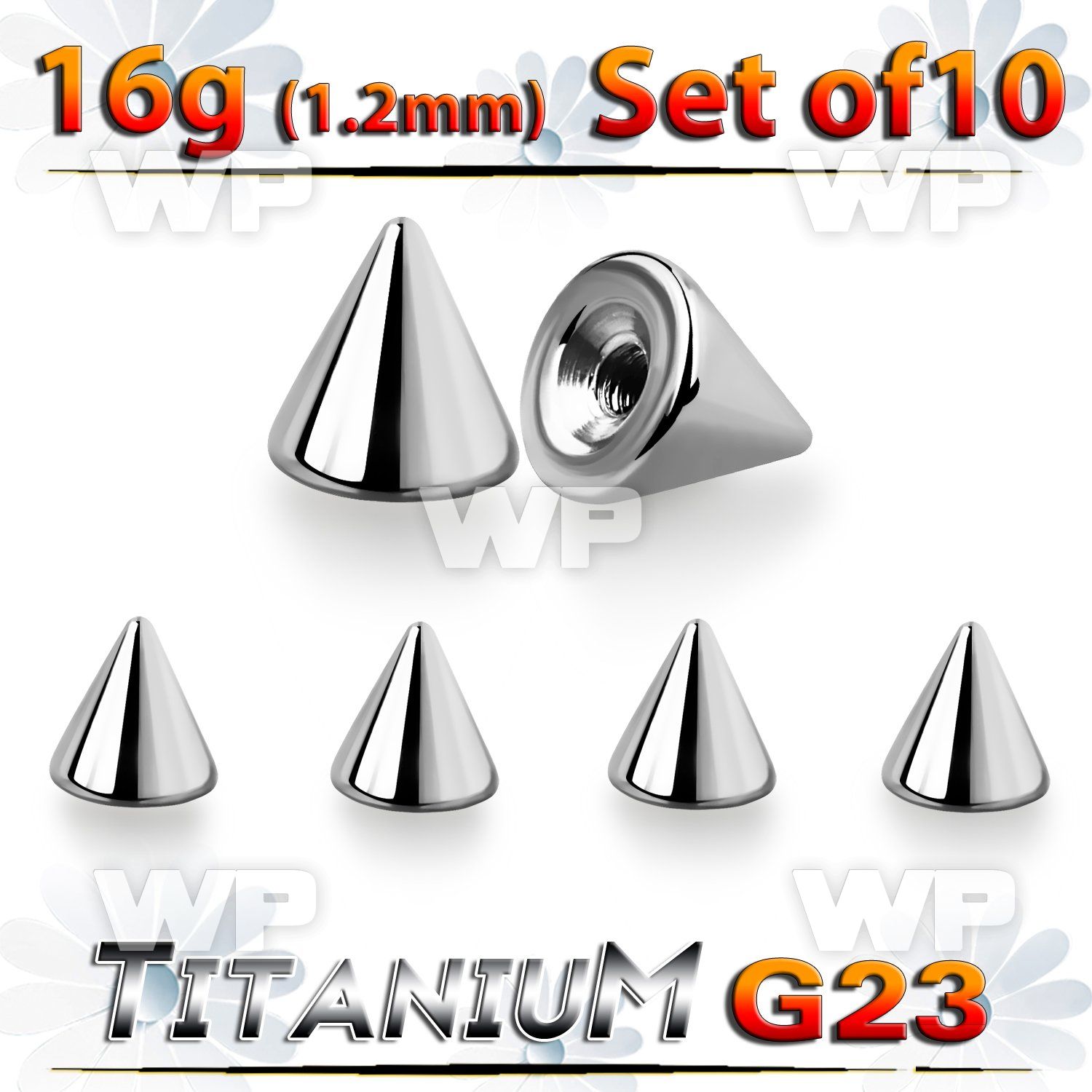 fh6u03 pack 4mm g23 titanium cones threading 1 2mm belly piercing