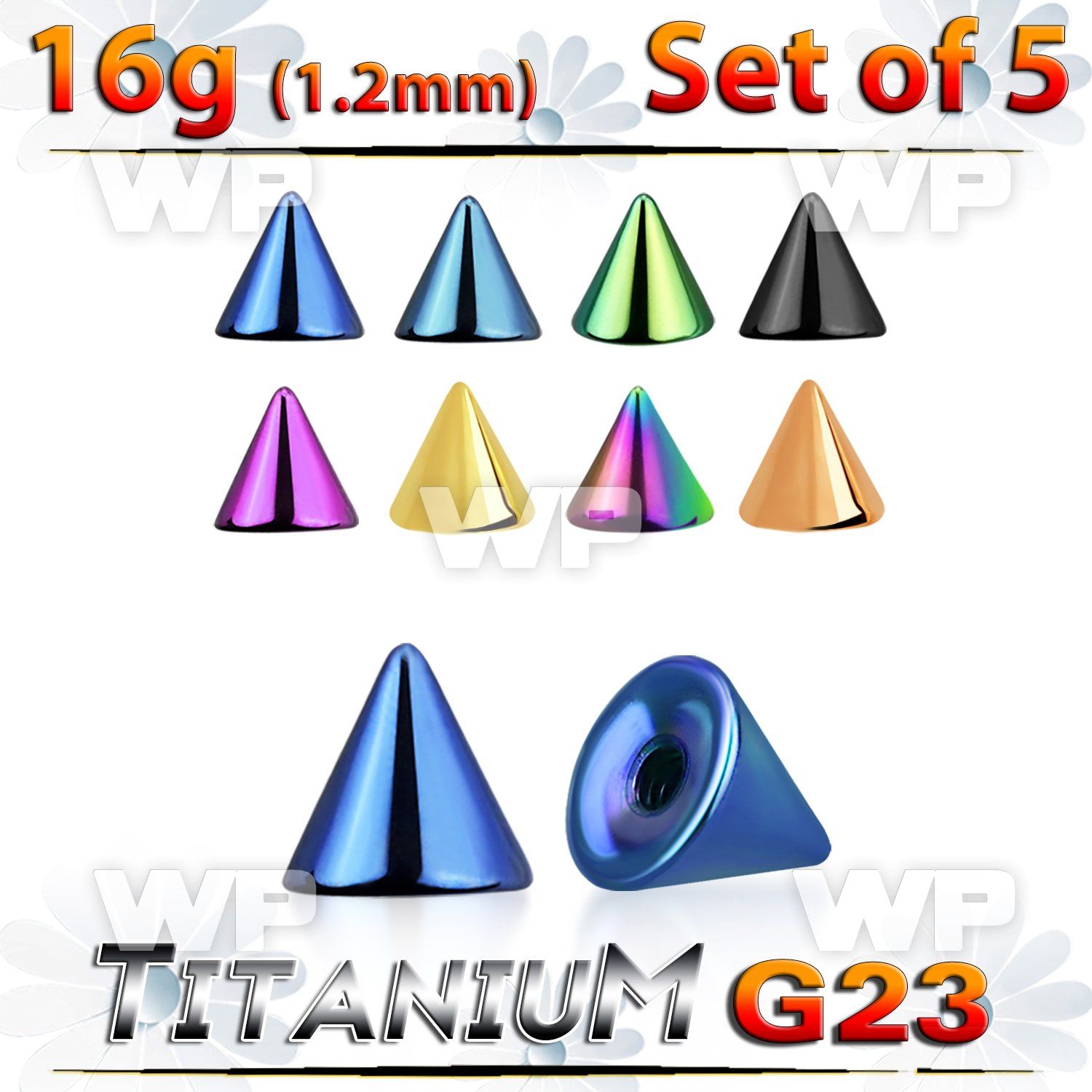 fh6ur03 pack 4mm ion plated g23 titanium cones 1 2mm threading belly piercing