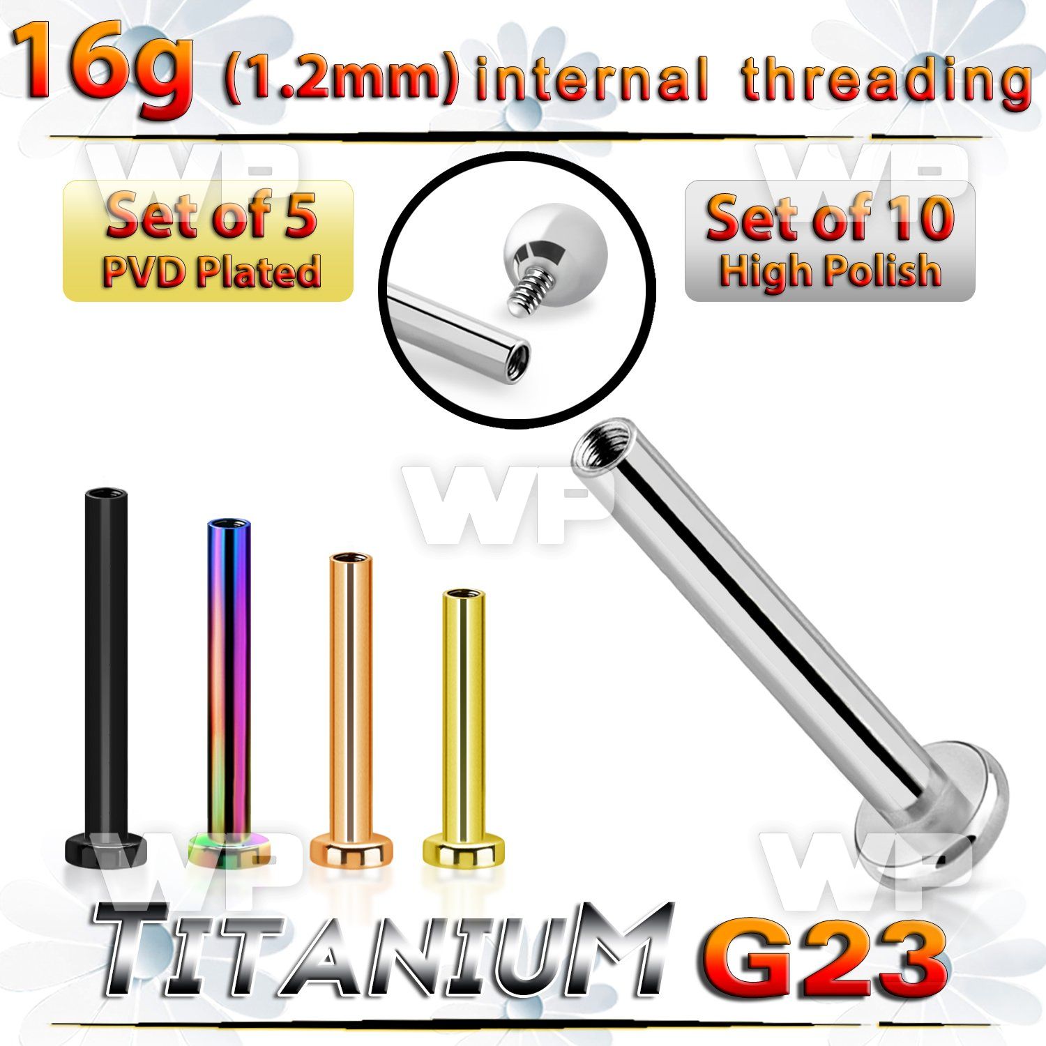 fhb43eyi8u titanium labret stud 16g 10pcs internal
