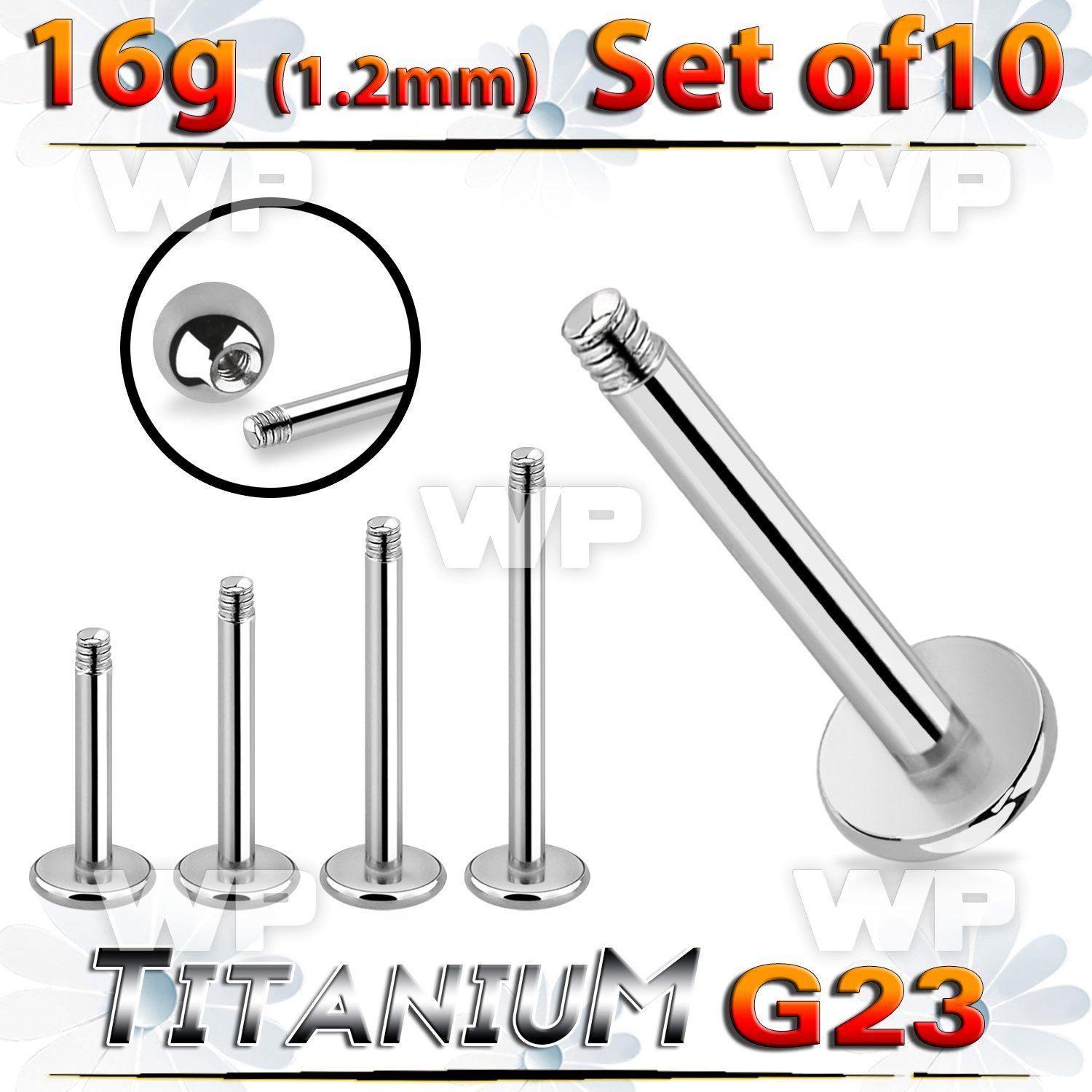 fhb4eyi pack g23 titanium labret stud 1 2mm length 1 4 5 8 6m belly piercing