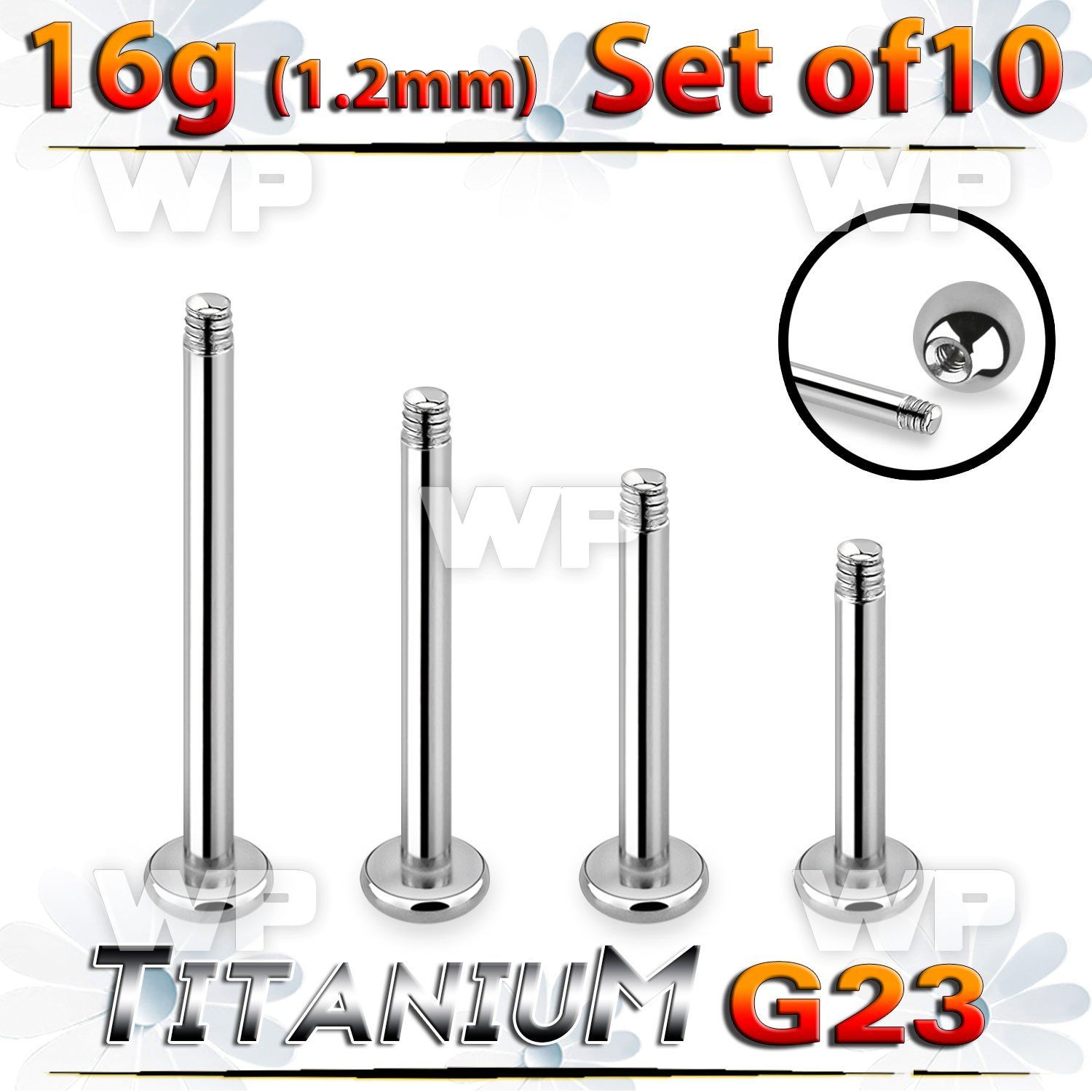fhb4jeyi titanium labret stud post 16g 3mm 10pcs