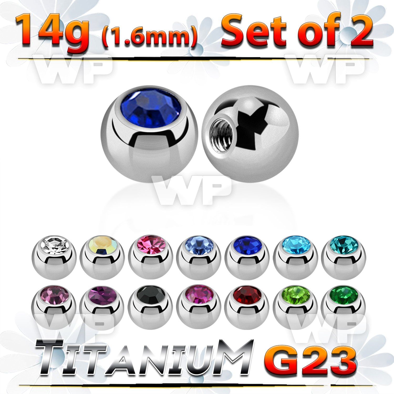 fhc40 pack 4mm g23 titanium ballspress fit jewel crystals1 6mm belly piercing