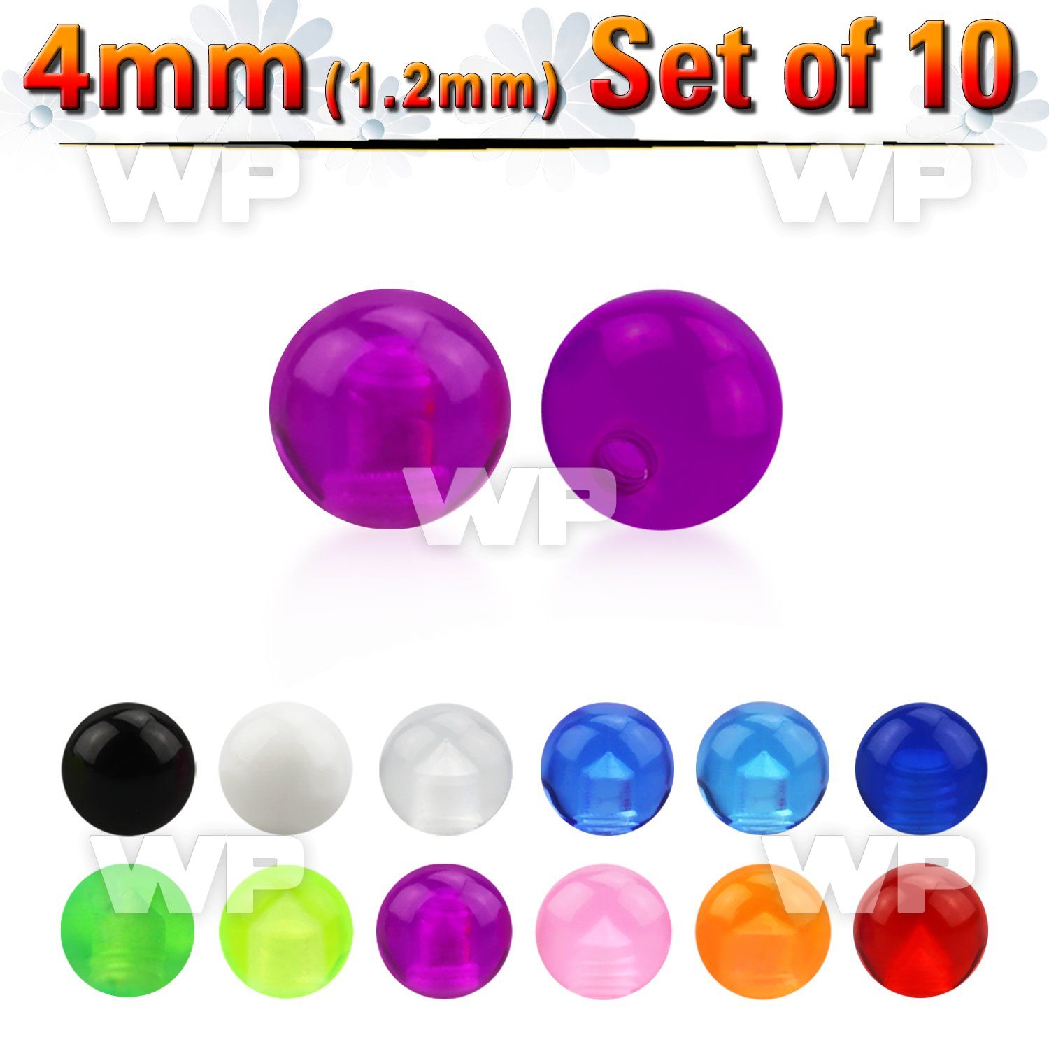 fhq403 pack 4mm acrylic uv balls 1 2mm threading 