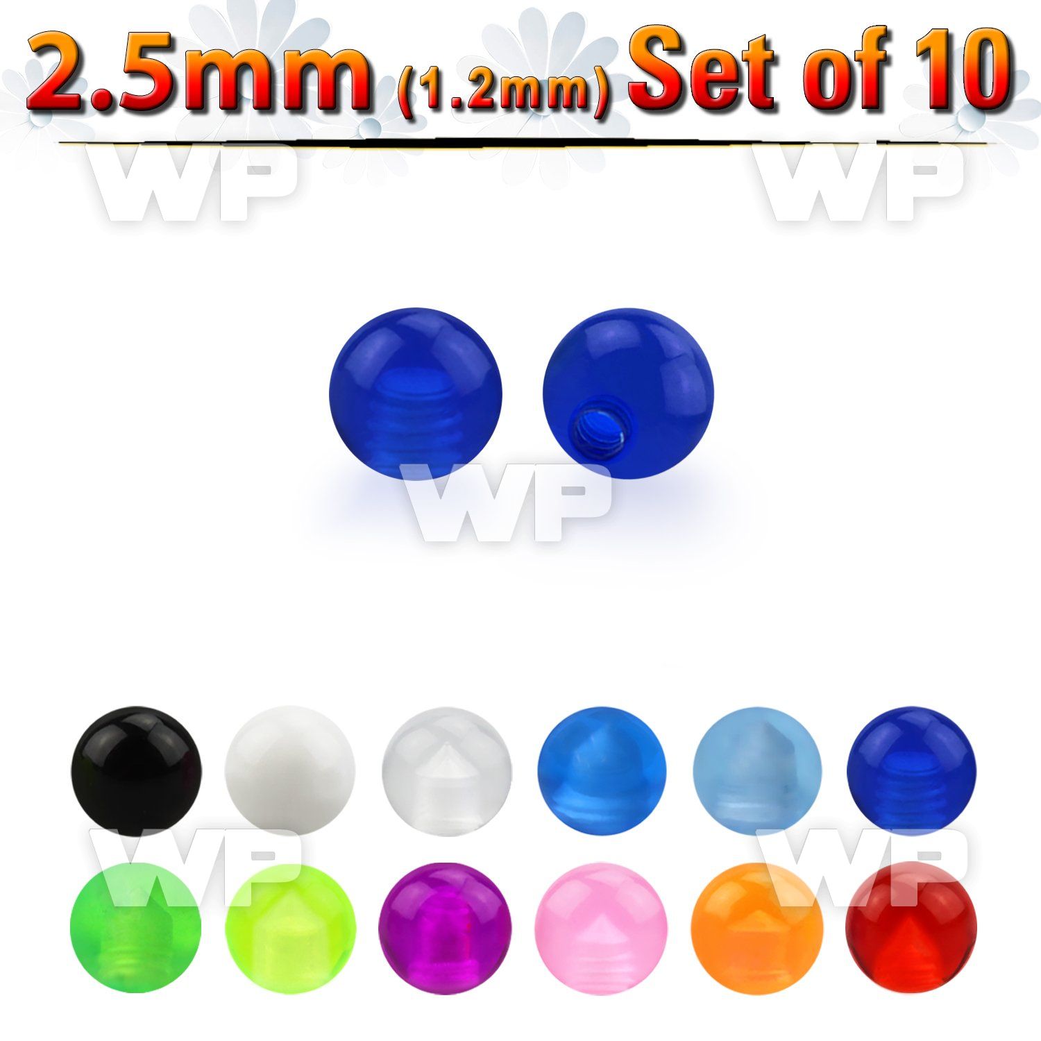 fhq4ks pack 2 5mm acrylic uv balls 1 2mm threading 