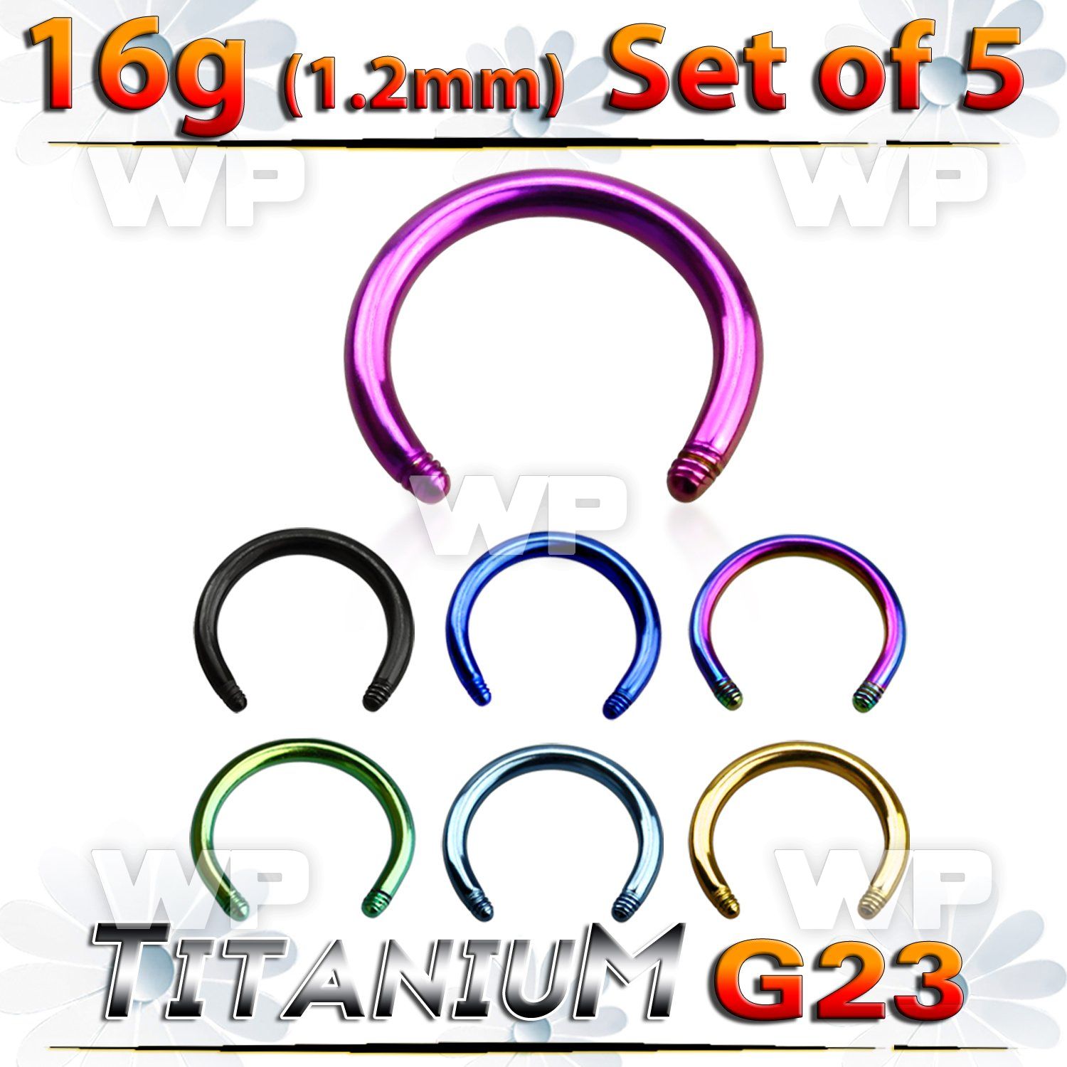 fhr64ey pack 5mm ion plated g23 titanium cbr horseshoe post 1 2 belly piercing