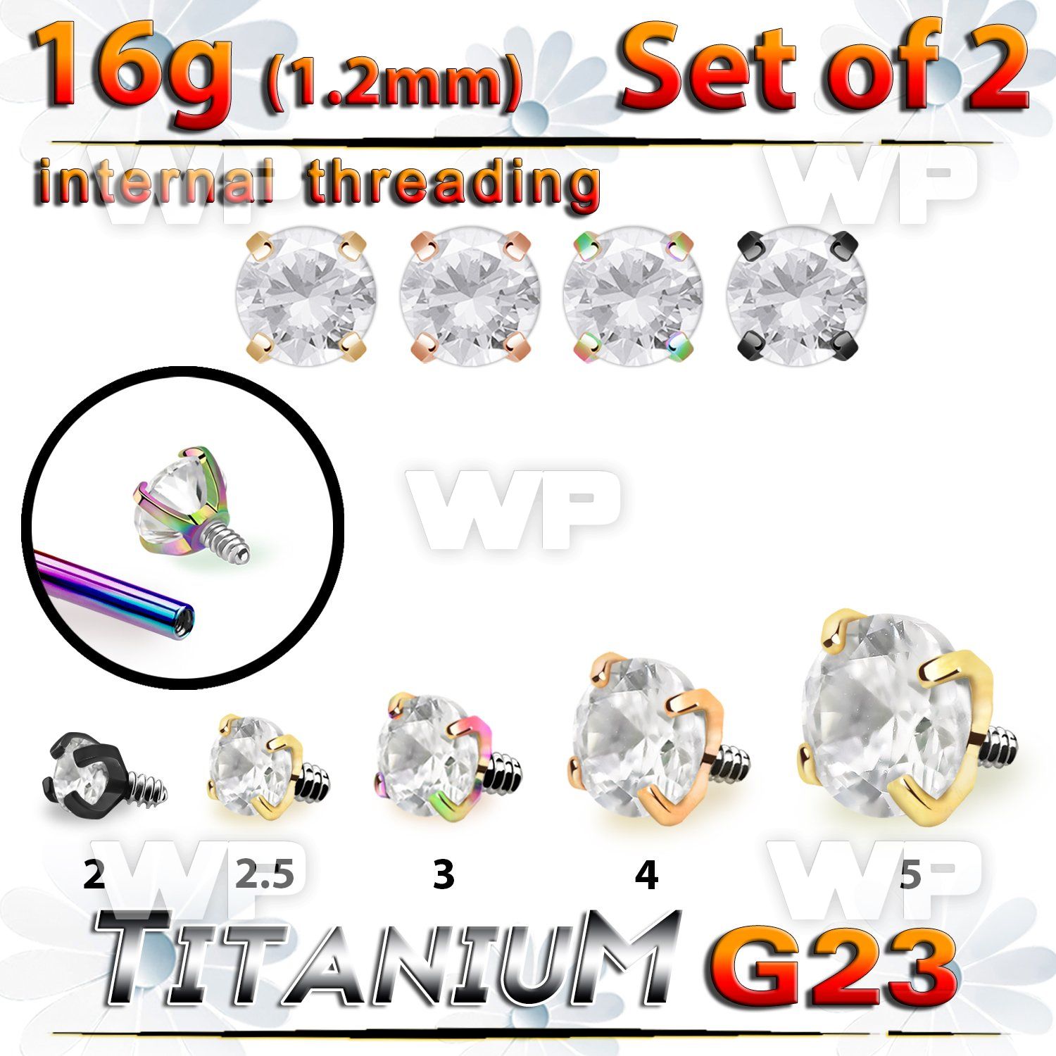 fhrga8u pvd titanium claw set cz top 16g internal 2pcs