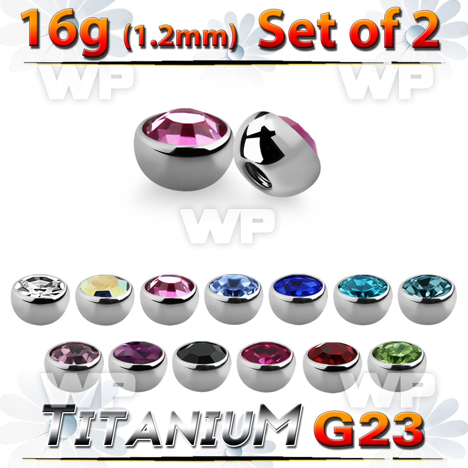 fhxc4z titanium half jeweled balls bezel setting 2pcs