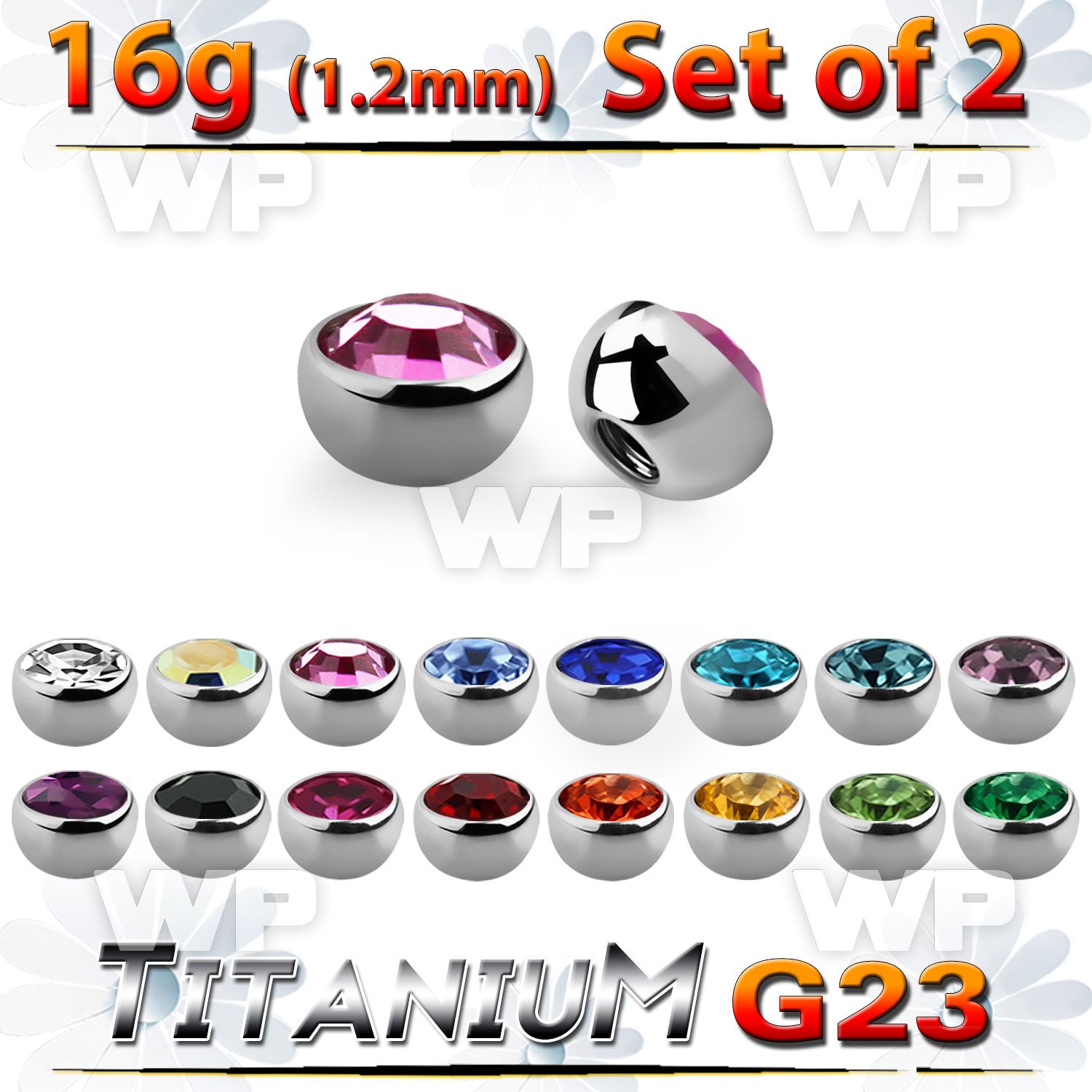 fhxc4z titanium half jeweled balls bezel setting 2pcs