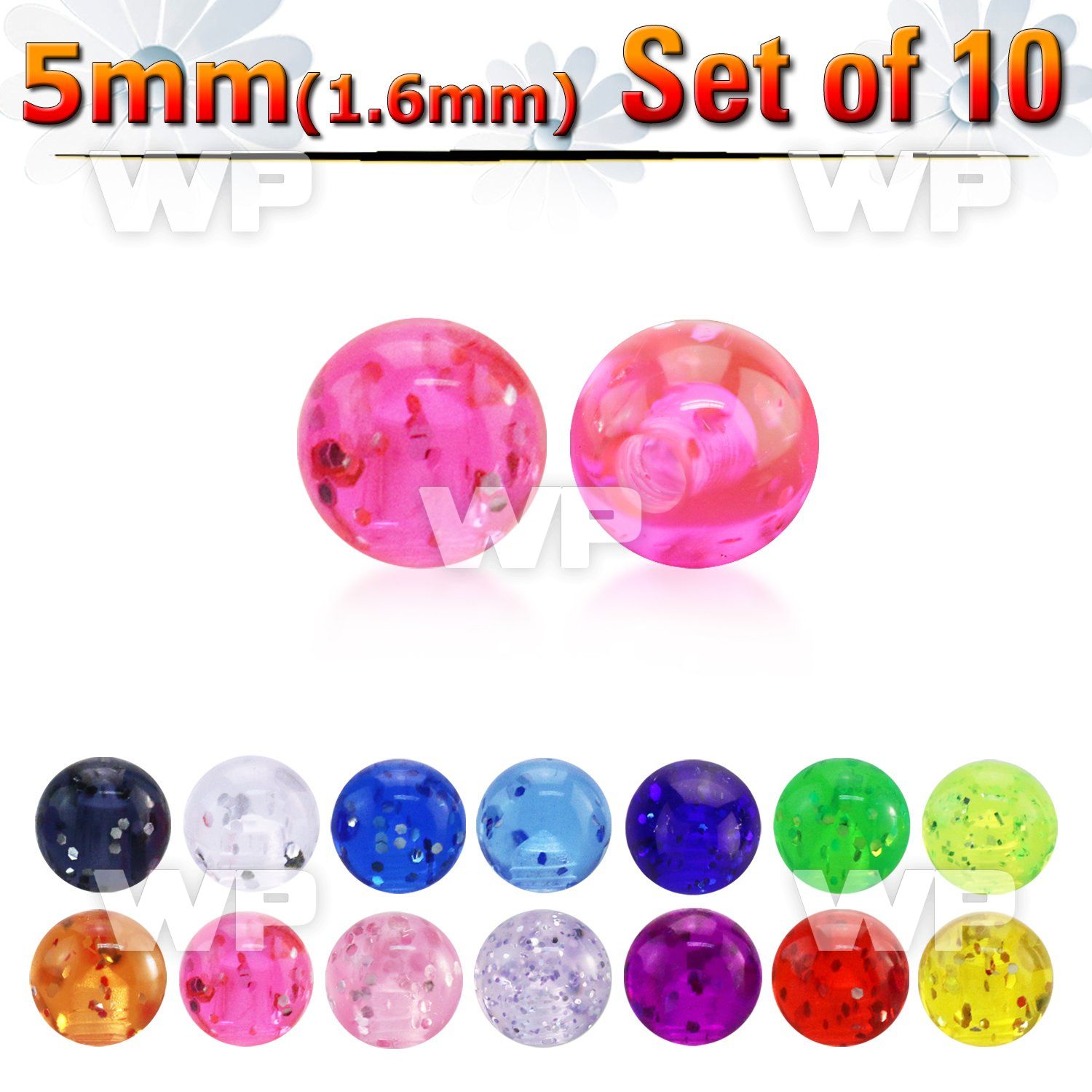fir4s pack 5mm acrylic glitter ball sthreading 1 6mm belly piercing