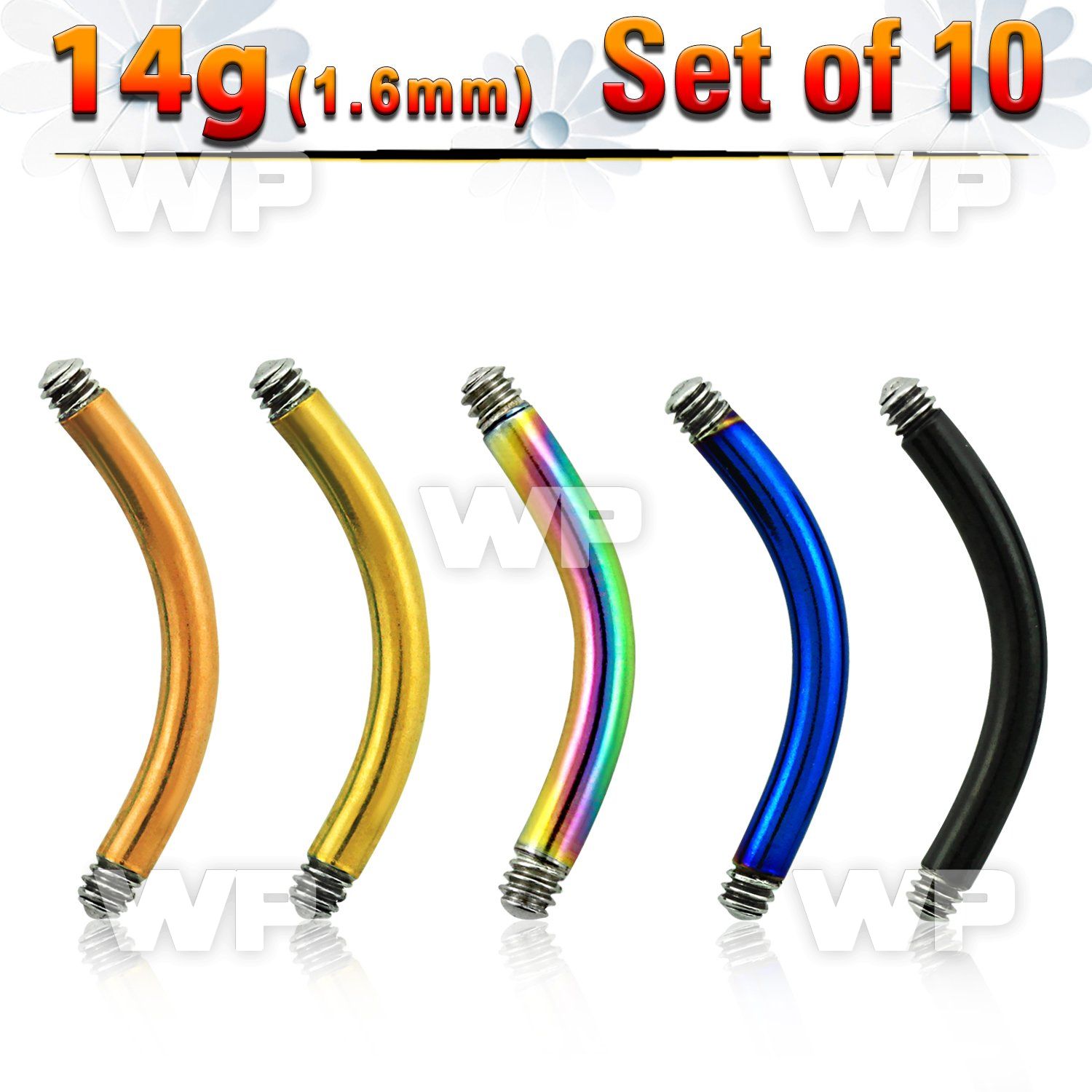 fr4ue0i pack ion plated 316l steel belly banana posts threading belly piercing