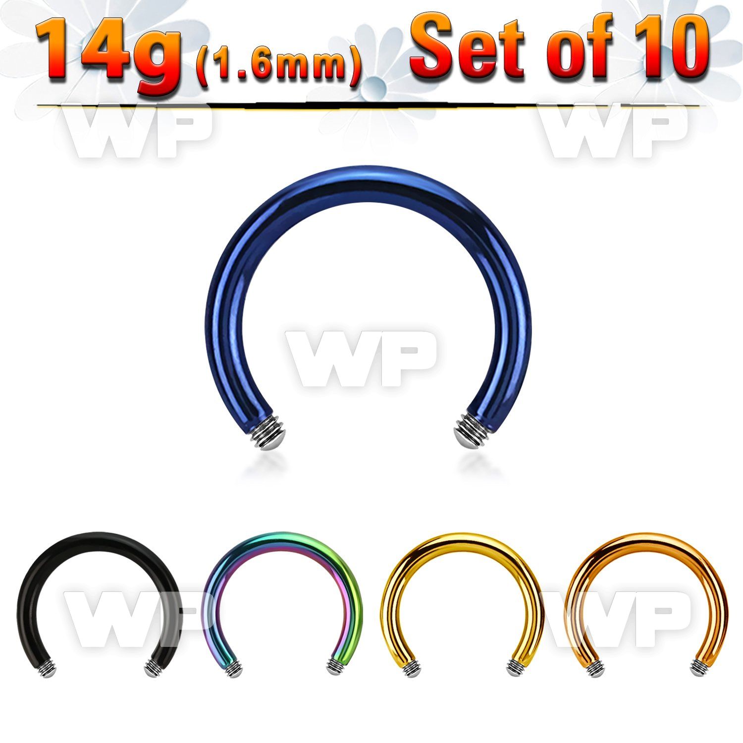 fr64e0i pack ion plated 316l steel cbr horseshoe poststhreading belly piercing