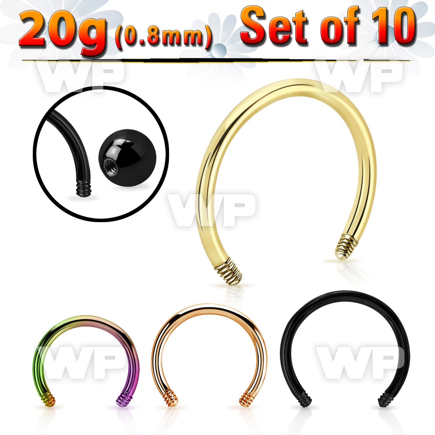 fr64kpi ion plated steel circular bar post 20g 10pcs