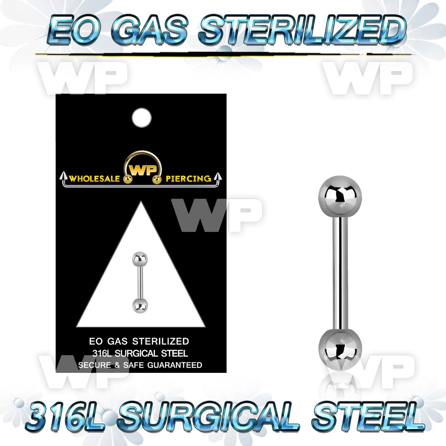 g44et4z 18g presterilized steel brow bar two 3mm balls