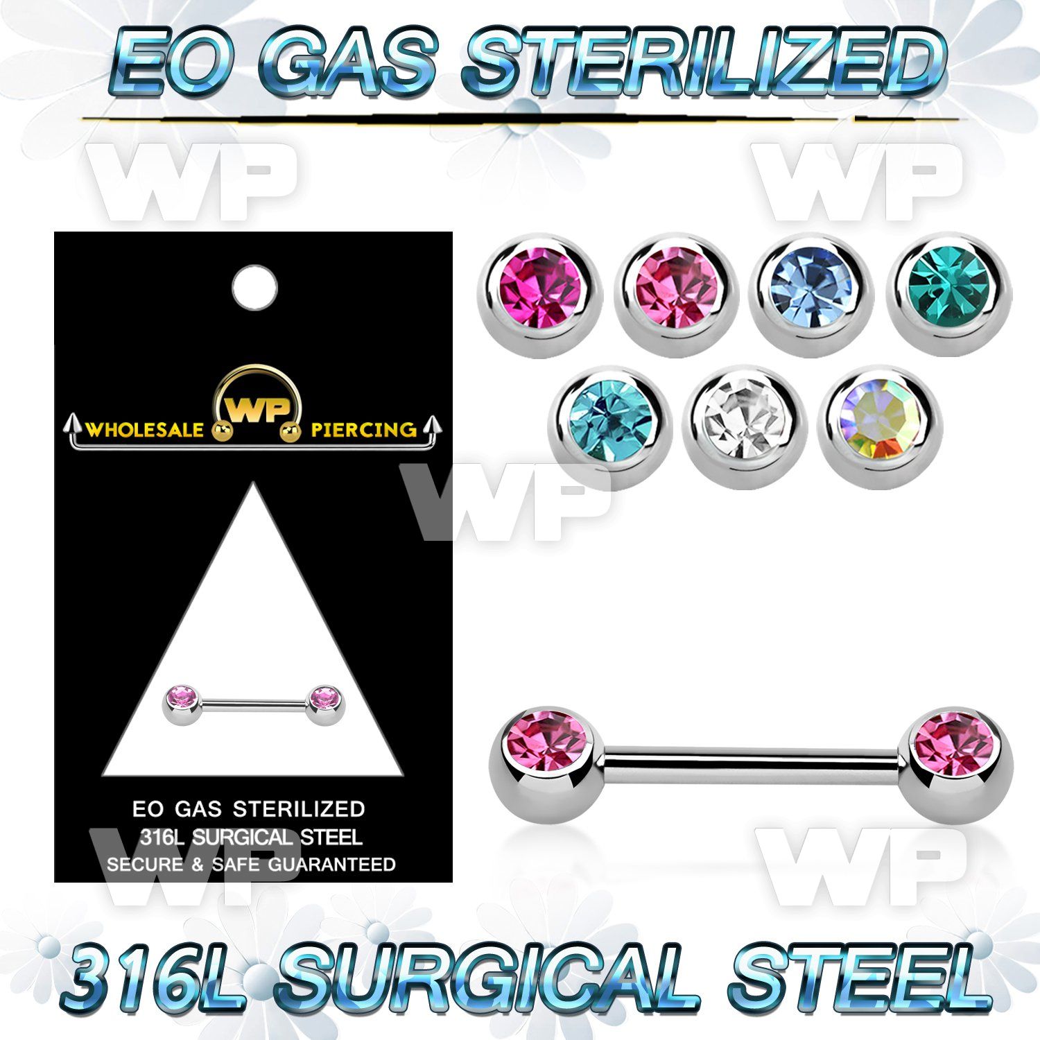 g44umk6 presterilized steel nipple bar 14g jewel balls