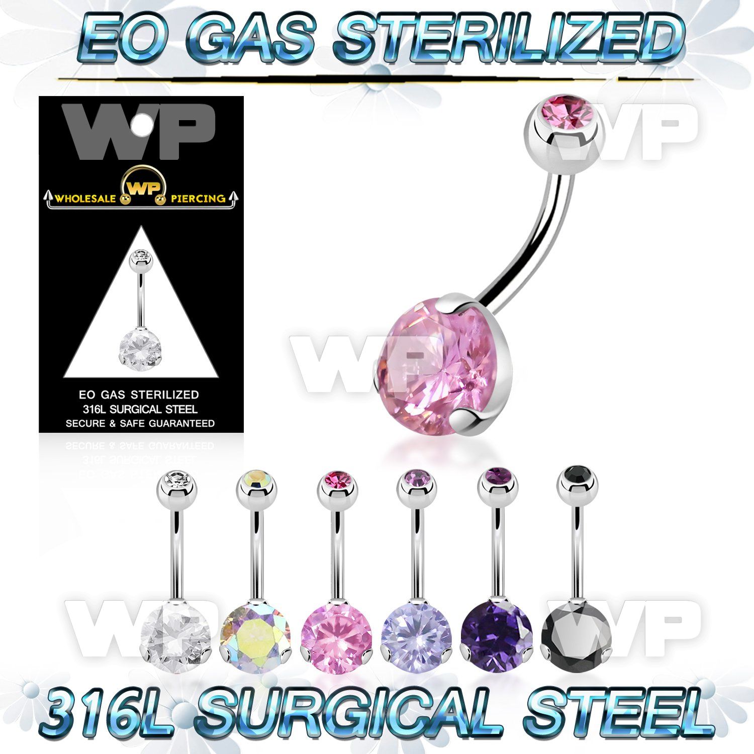 g4ua1gtc4 presterilized steel belly ring 14g cz jewel ball