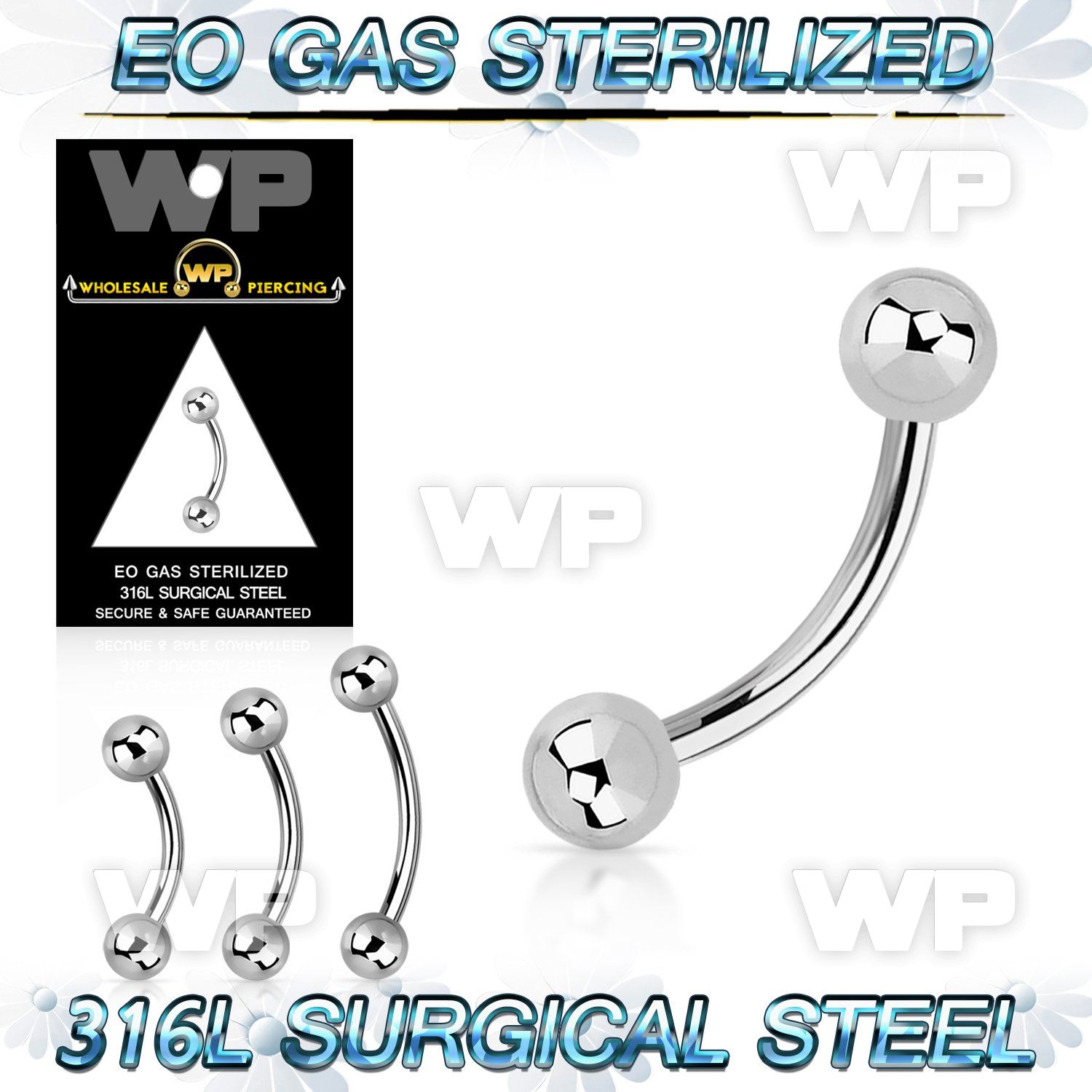 g4uw4 316l steel micro banana w 3mm ball eyebrow piercing