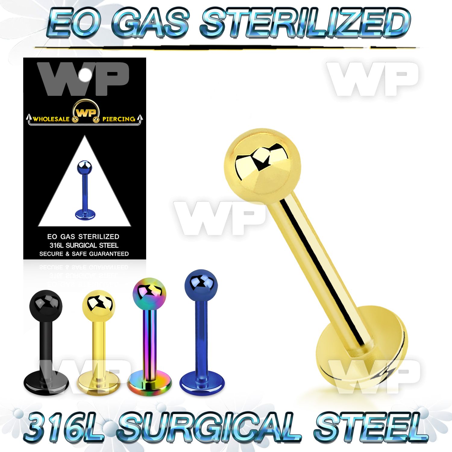 gb4r4z presterilized pvd plated steel labret stud 3mm ball