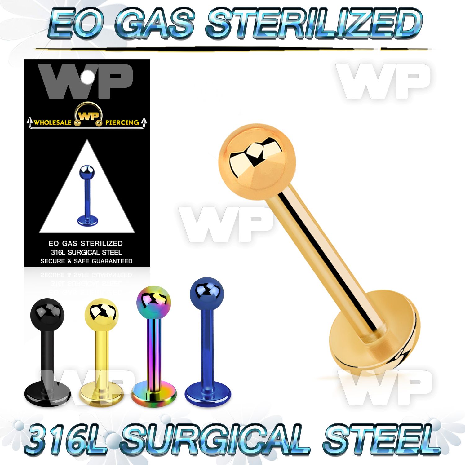 gb4r4z presterilized pvd plated steel labret stud 3mm ball
