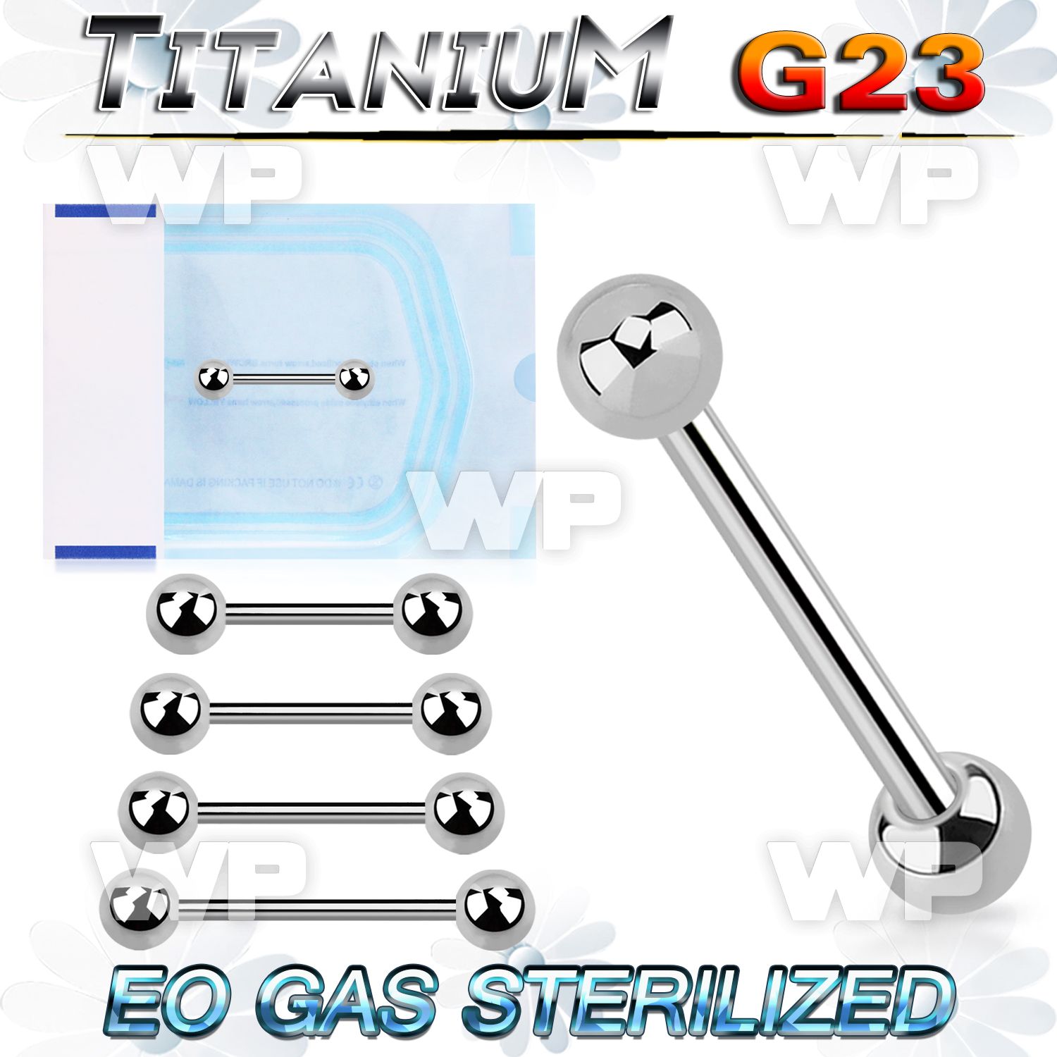 gh44um3 sterilized titanium nipple bar 4mm balls