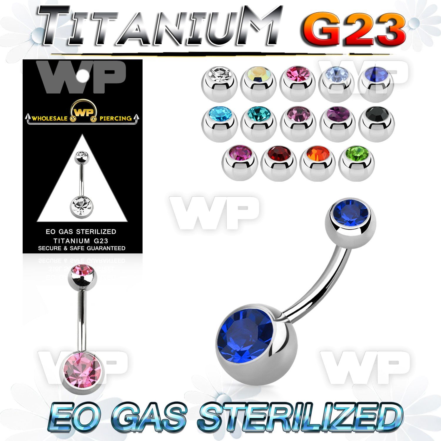 gh4uk6i g23 titanium belly ring w 8mm 5mm jewel ball belly piercing