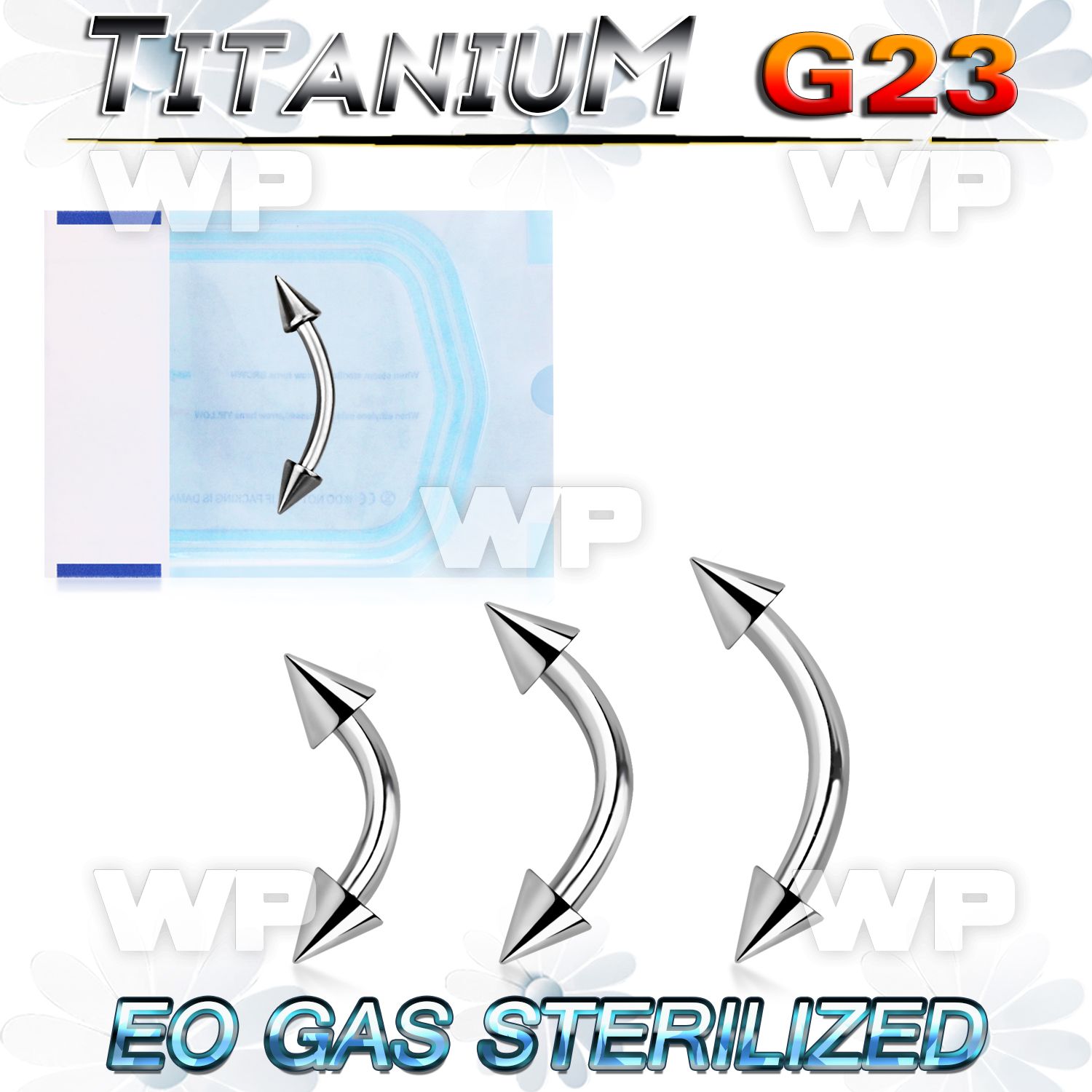 gh4uw6u g23 titanium micro banana 1 2mm 3mm cones eyebrow piercing