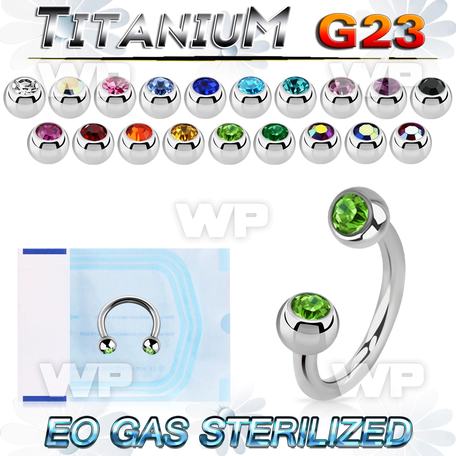 gh64wk6 presterilized titanium circular bar jeweled balls