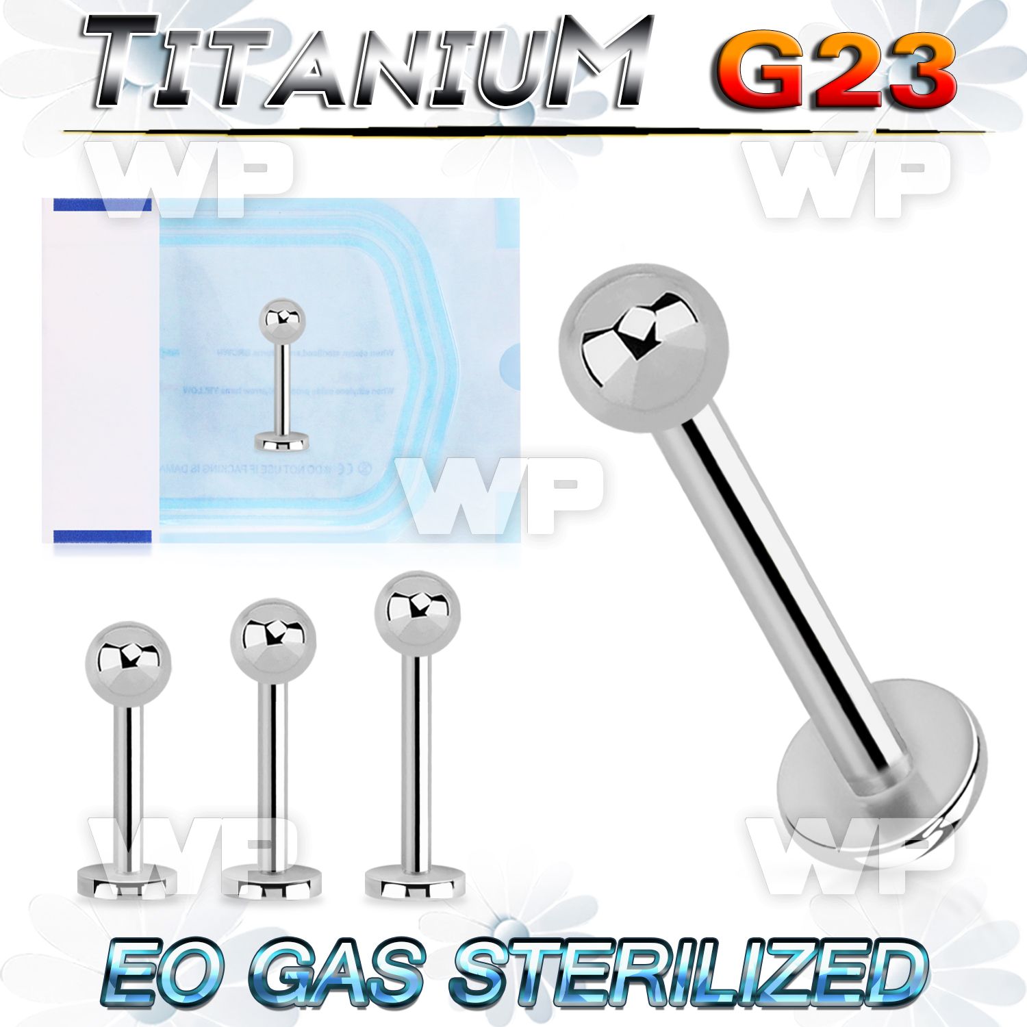ghb44z g23 titanium labret stud 1 2mm 3mm ball lower lip piercing